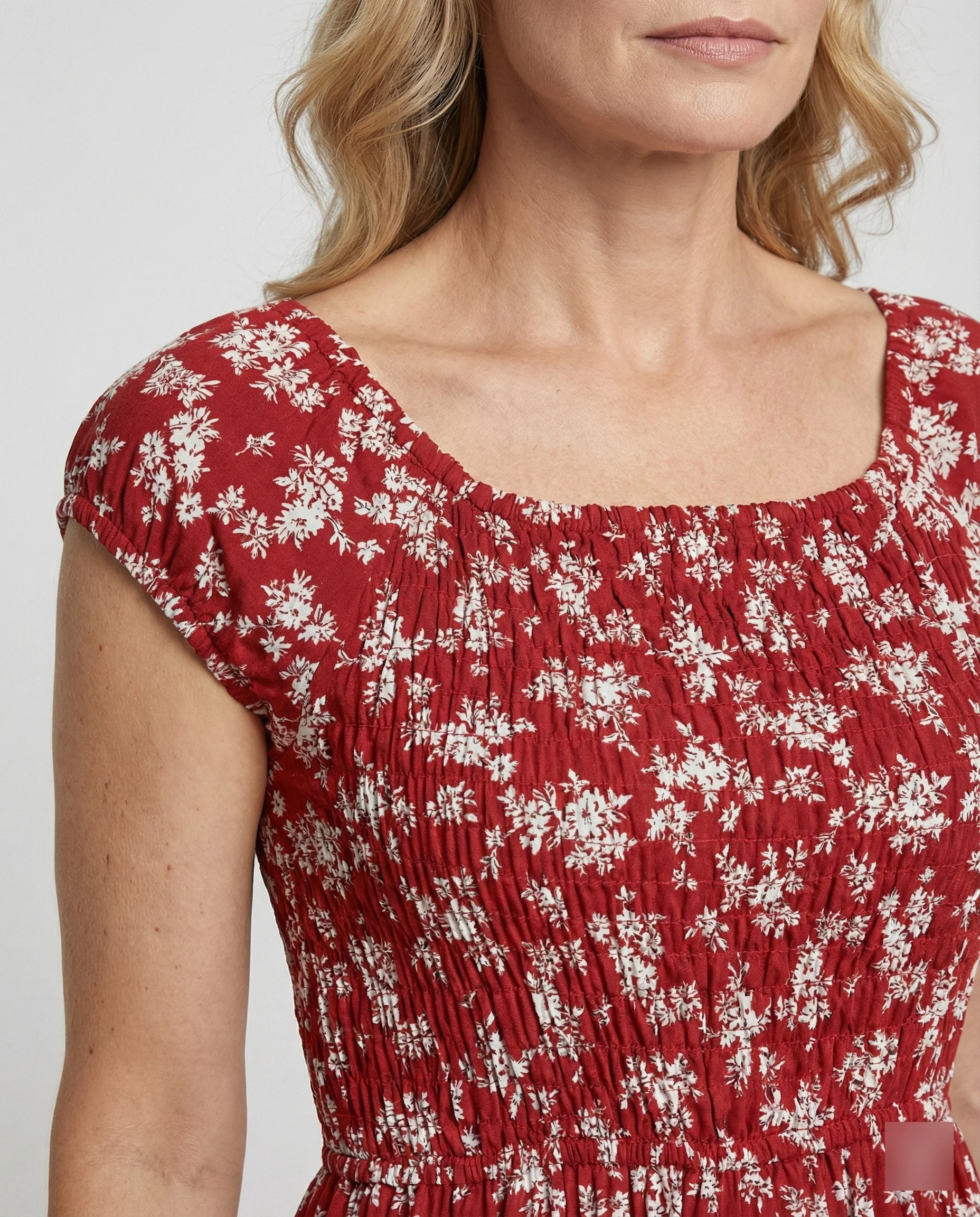 Damen Midikleid Smockbund Sommer - Image 3