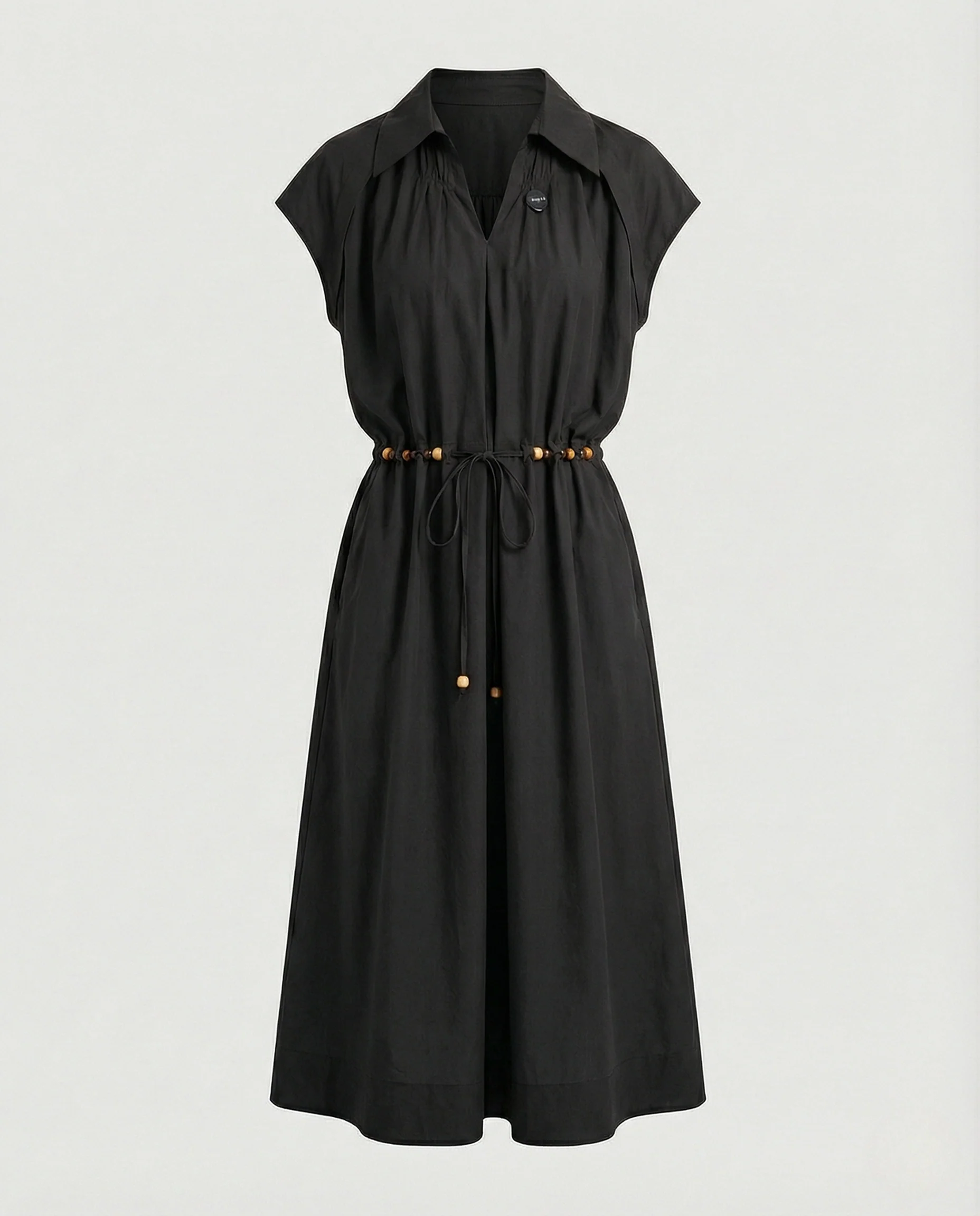 Damen Midikleid mit Hemdkragen und Kordelzug - Image 7