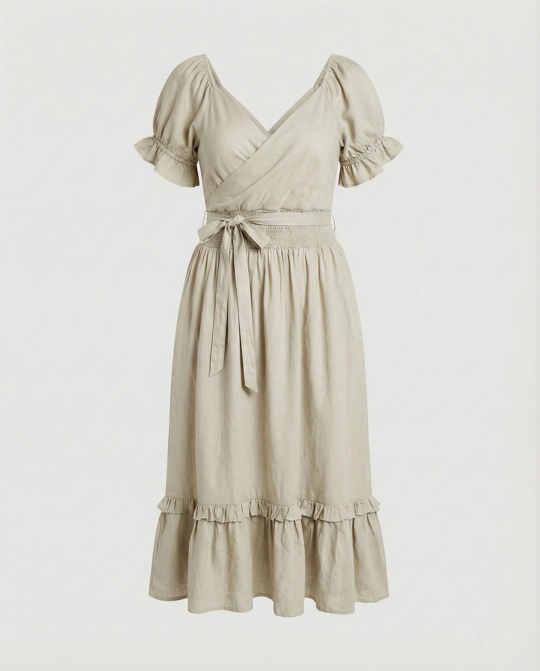 Damen Midikleid mit Knotenfront und Puffärmeln - Image 8