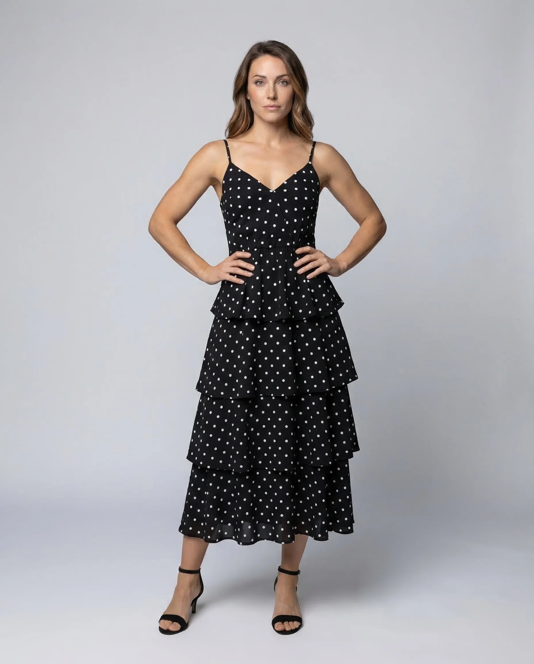 Damen Midikleid Punkte