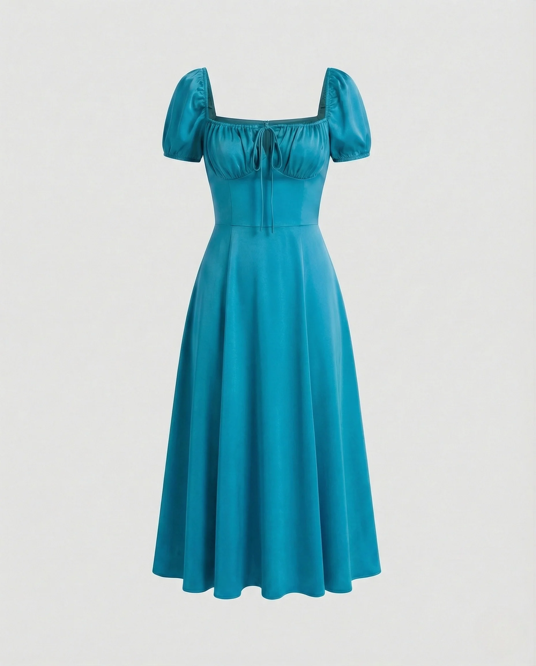 Damen Midikleid mit Puffärmeln A-Linie - Image 5