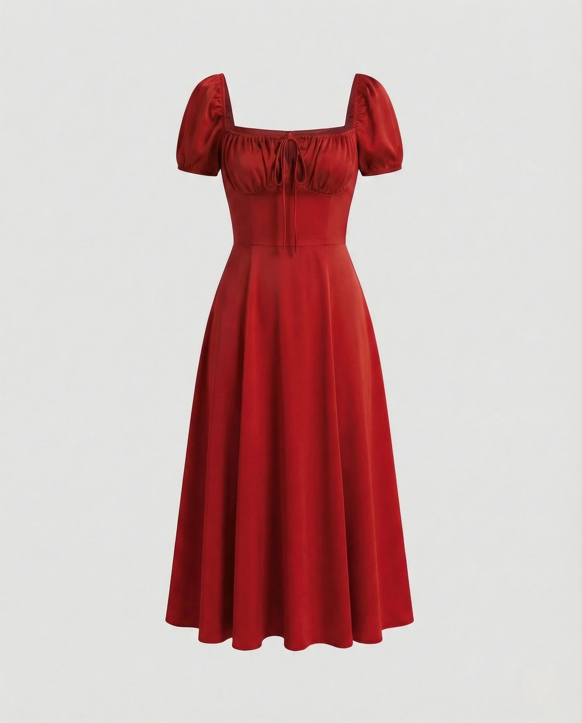 Damen Midikleid mit Puffärmeln A-Linie - Image 8