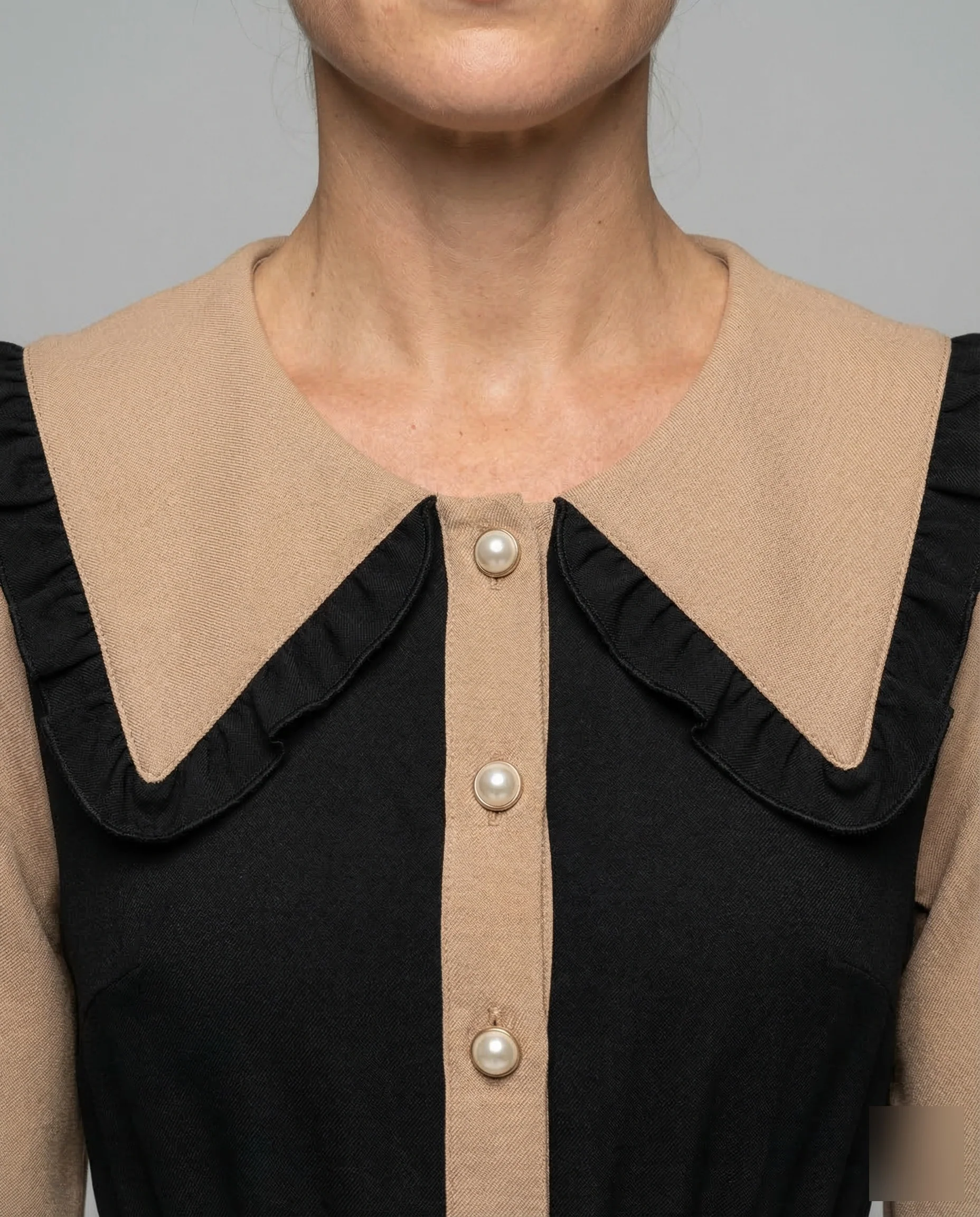 Damen Midikleid Rüschenkragen Empire - Image 3