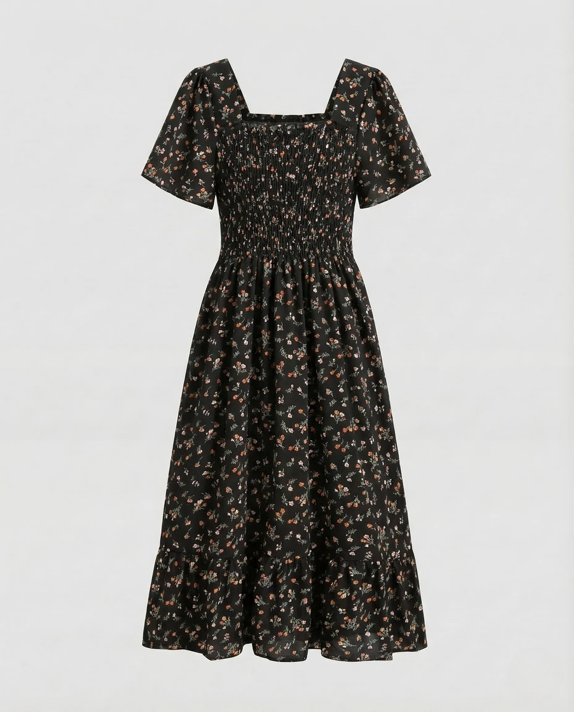 Damen Midikleid Smock Puffärmel - Image 6