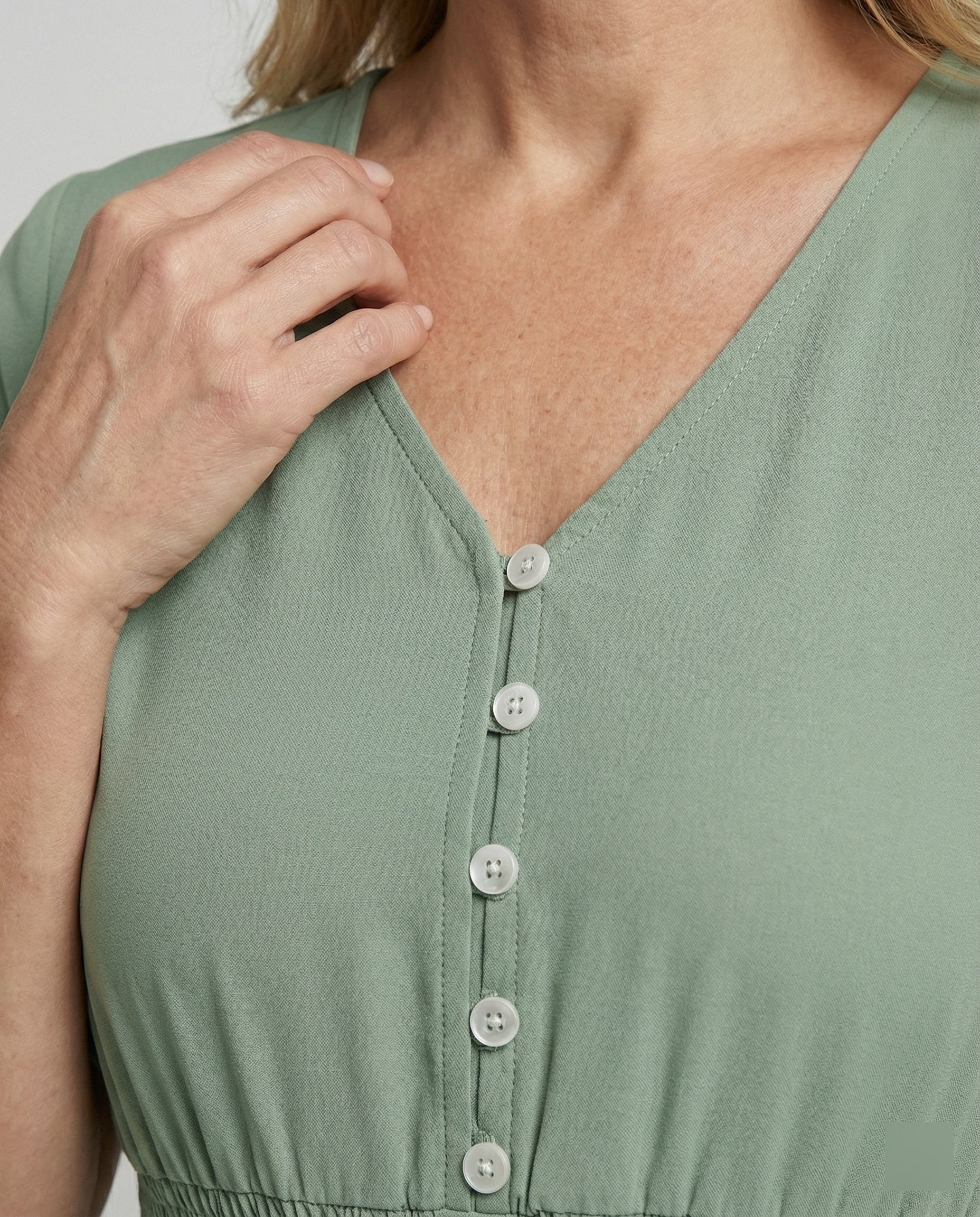 Damen Midikleid V-Ausschnitt mit Knopfleiste - Image 4