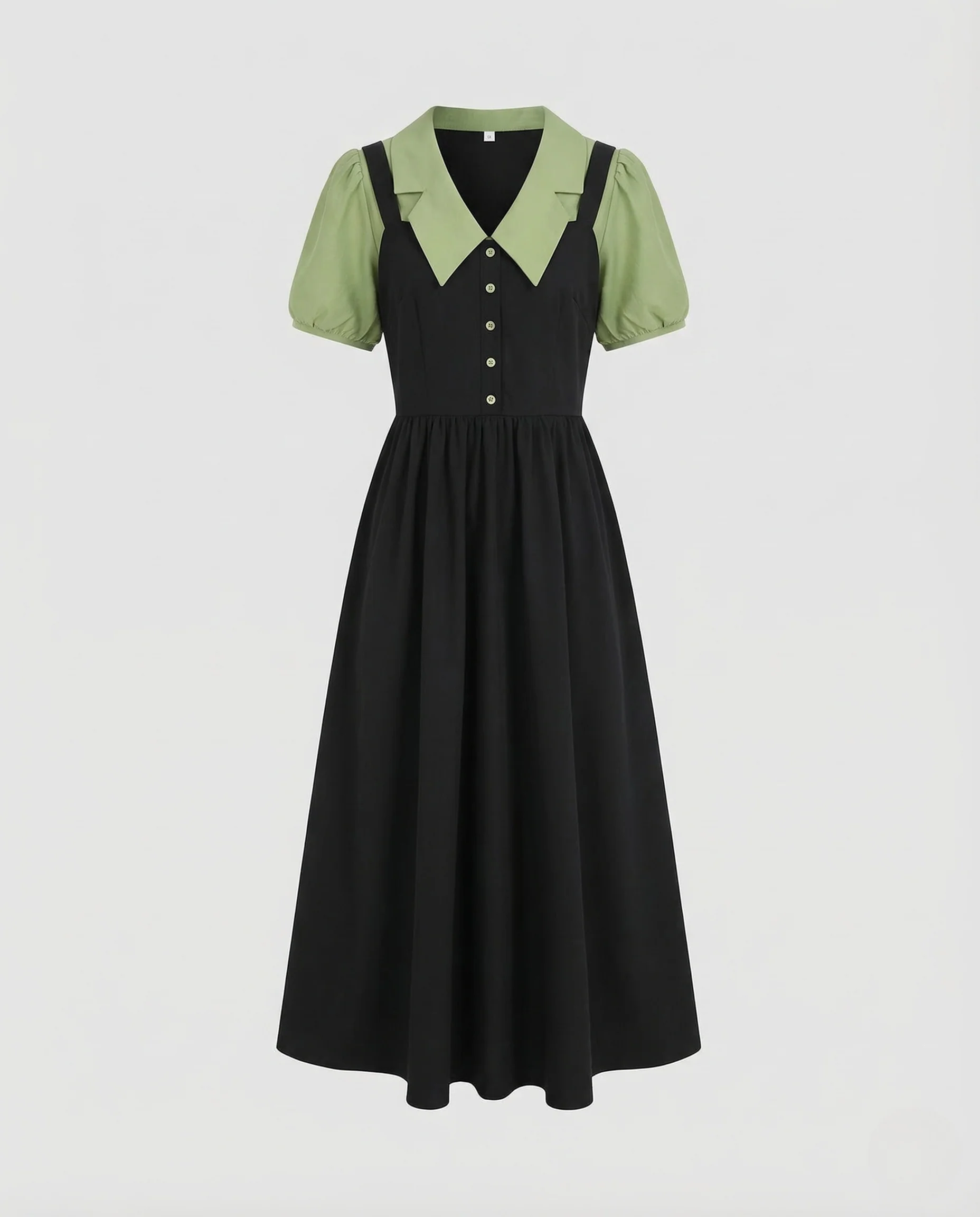 Damen Midikleid Reverskragen Puffärmel - Image 5