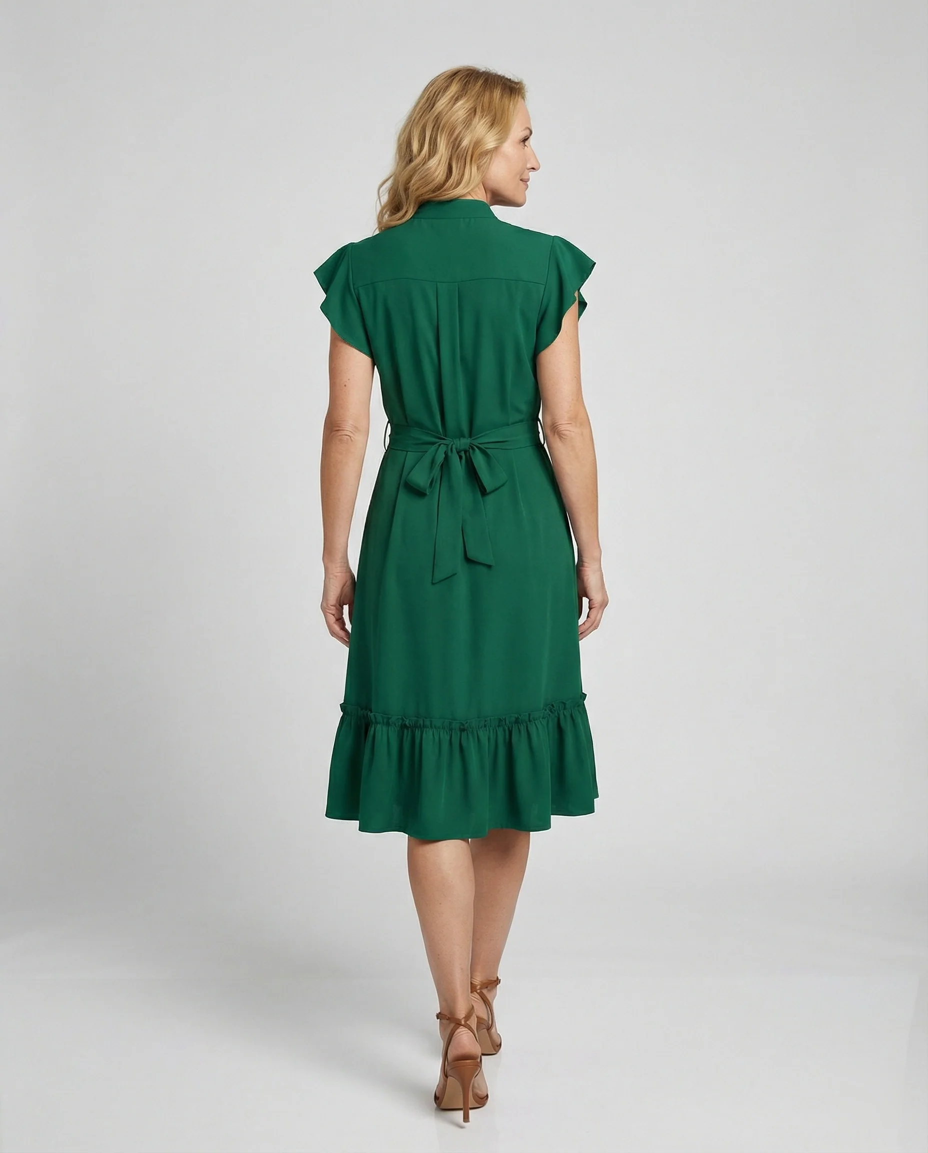 Damen Midikleid elegant mit Stehkragen - Image 3