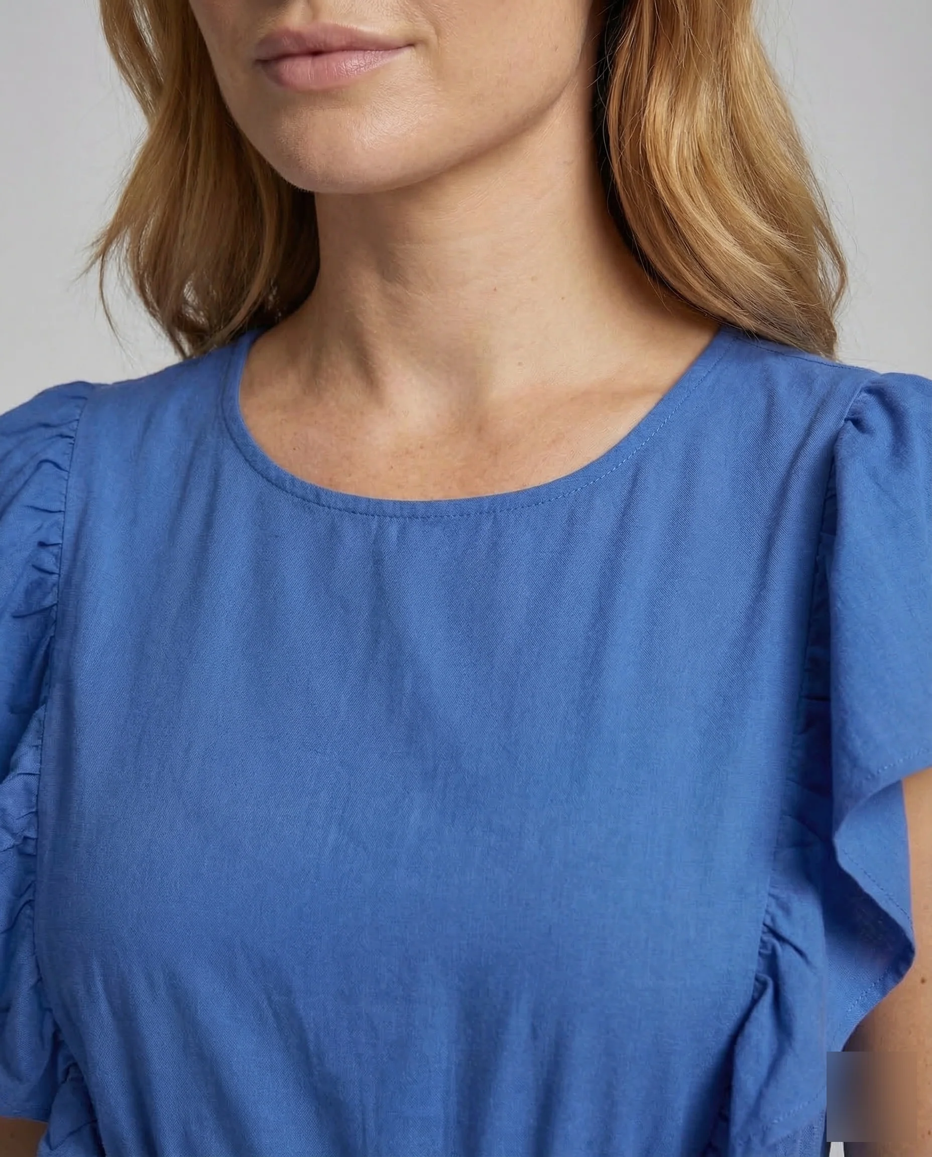 Damen Midikleid Gürtel Volant - Image 3