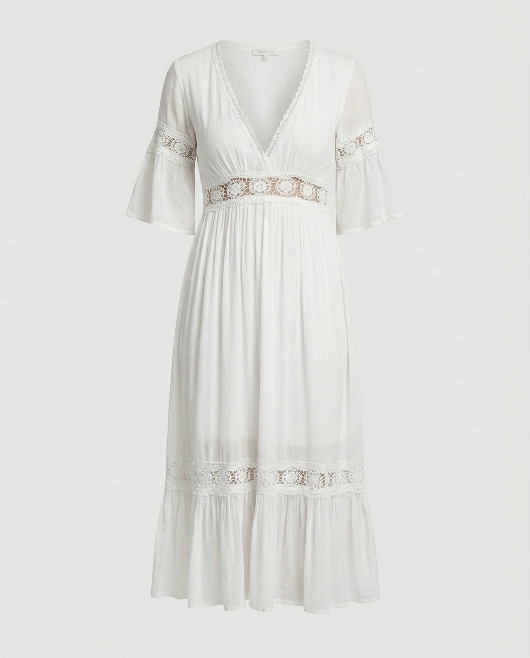Damen Midikleid Spitze V-Ausschnitt - Image 5