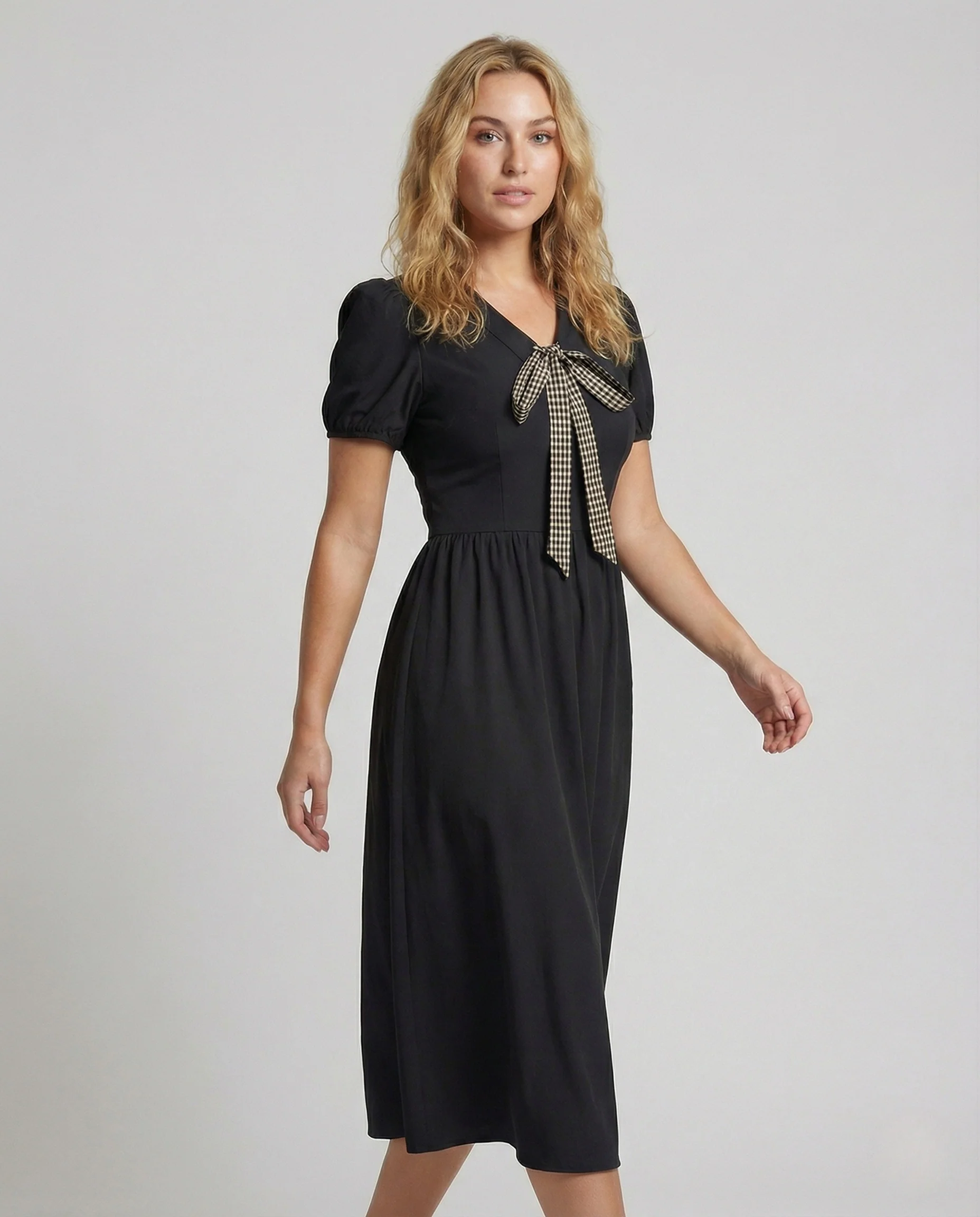 Damen Midikleid mit Vichy Schleife - Image 2