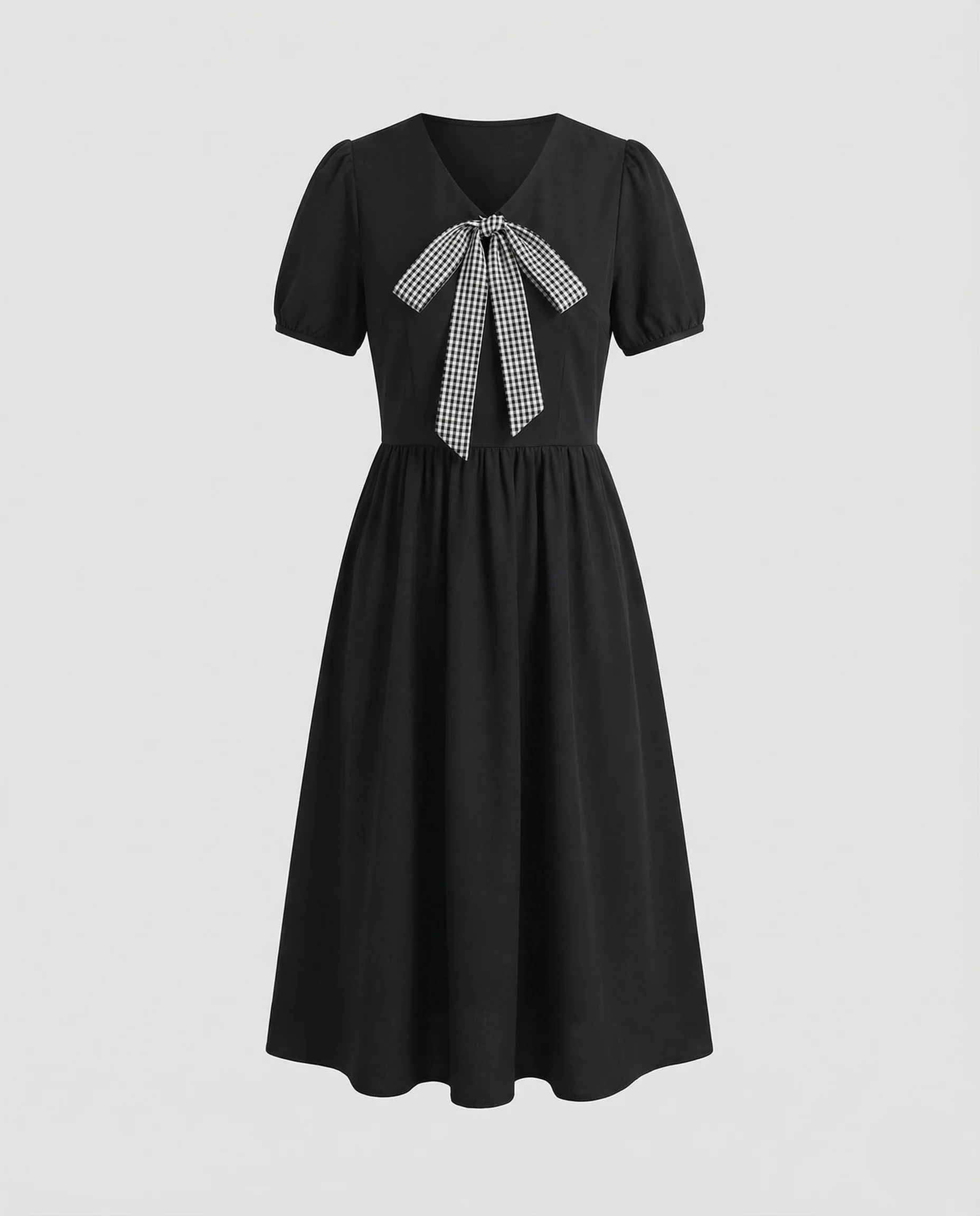 Damen Kariertes A-Linien Midikleid - Image 5