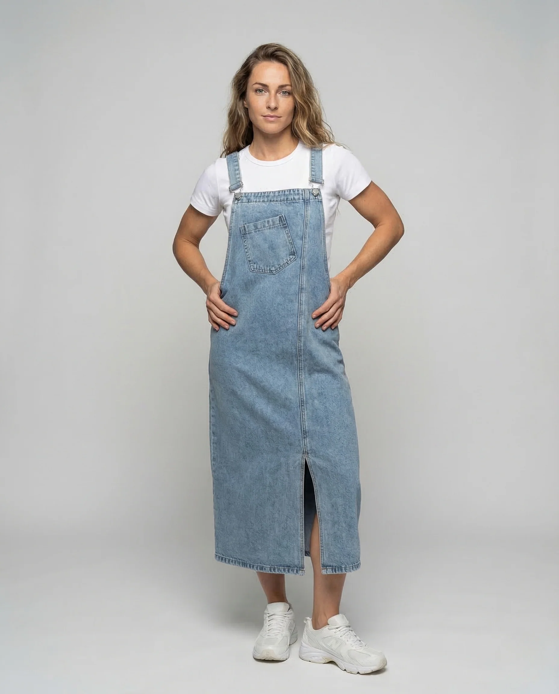 Damen Jeans Latzkleid Midi
