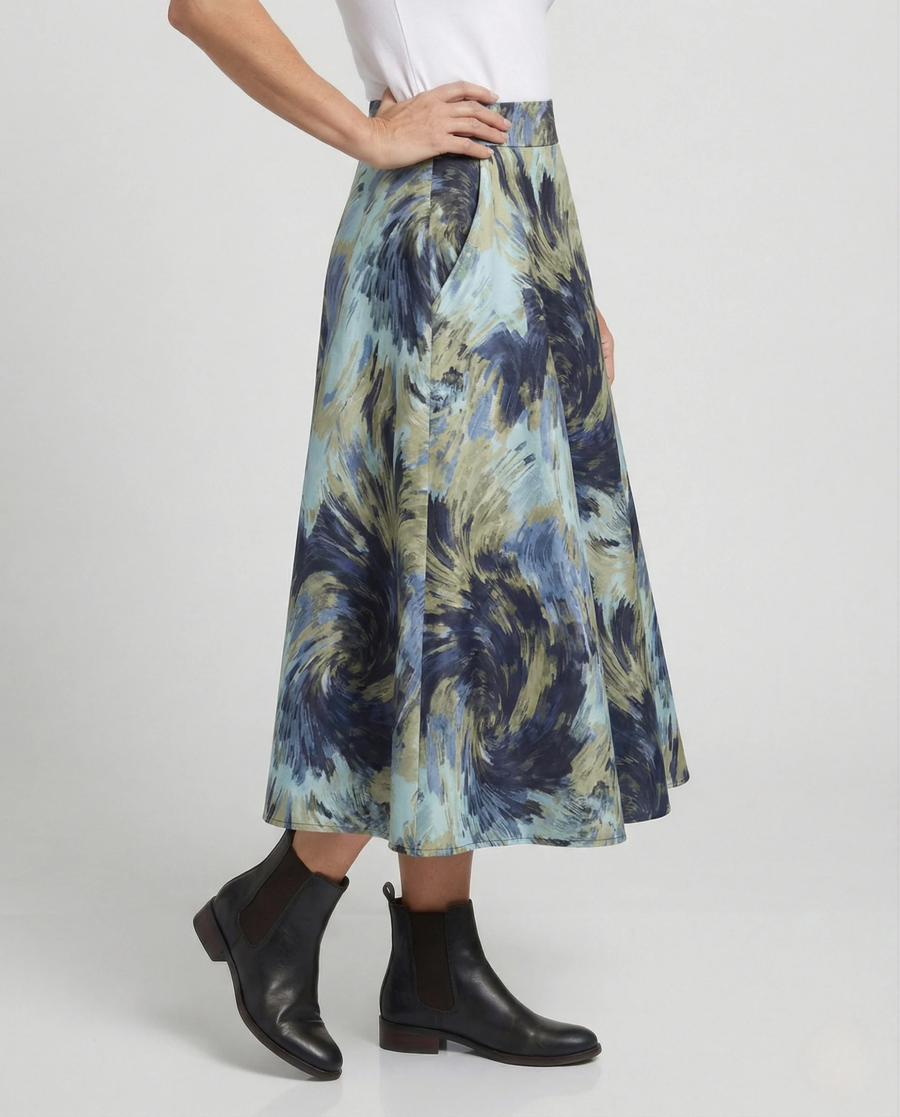 Midirock Damen Satin Tellerrock