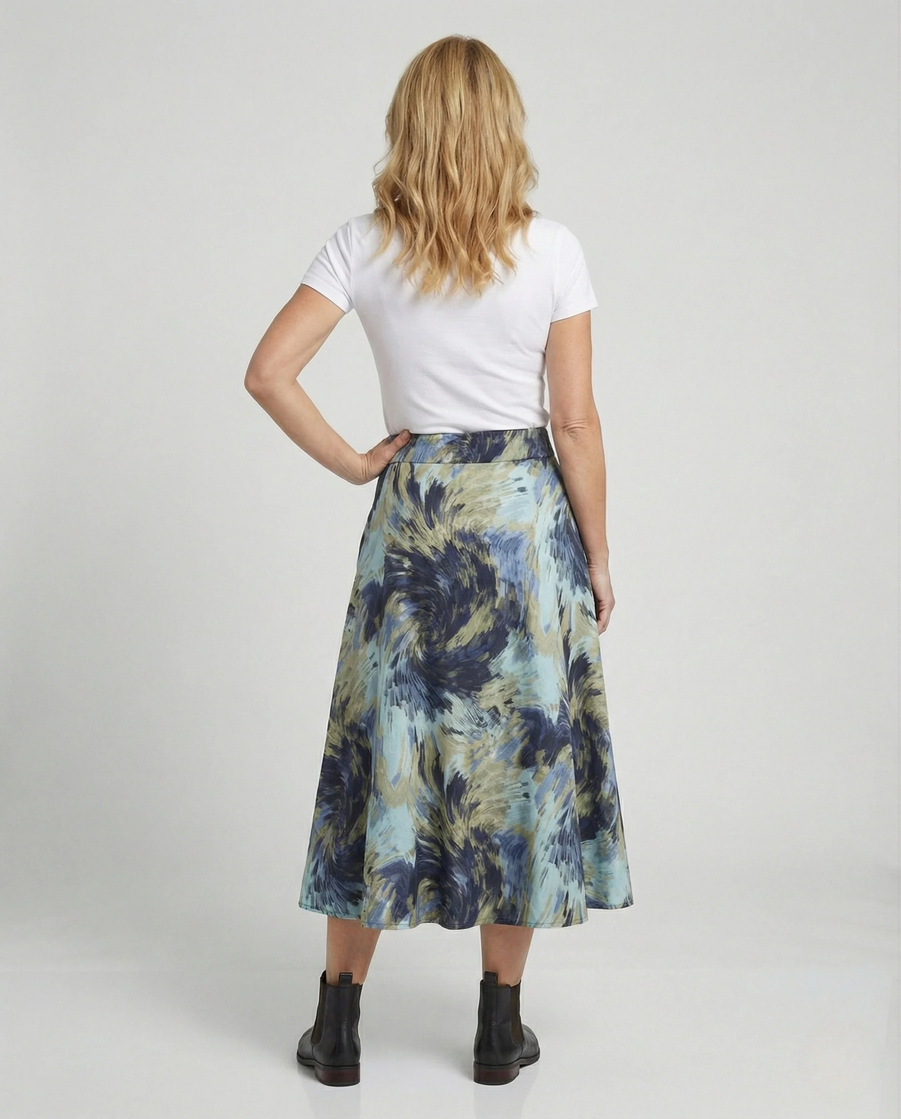Midirock Damen Satin Tellerrock - Image 3