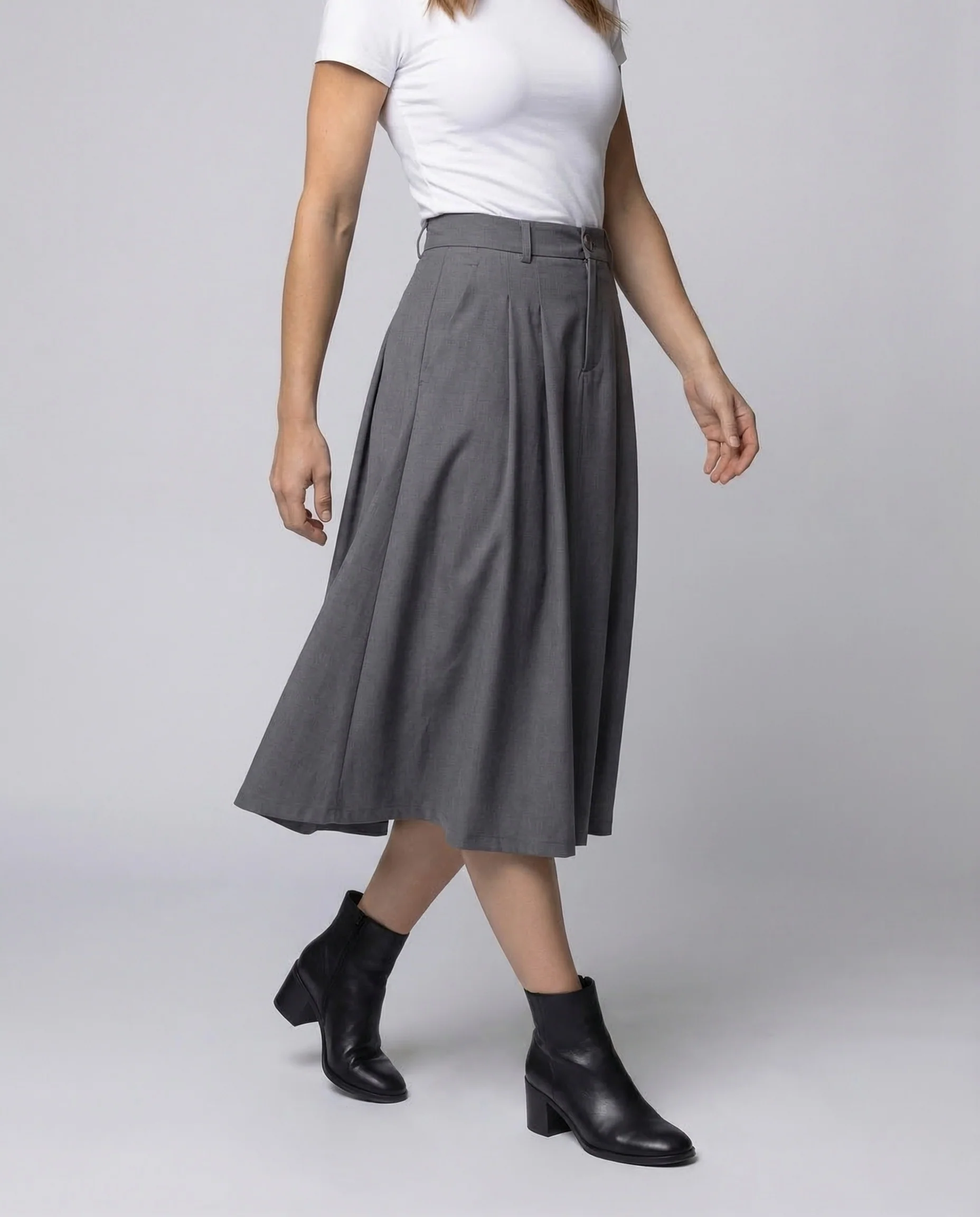 Damen Midirock A Linie Falten - Image 2