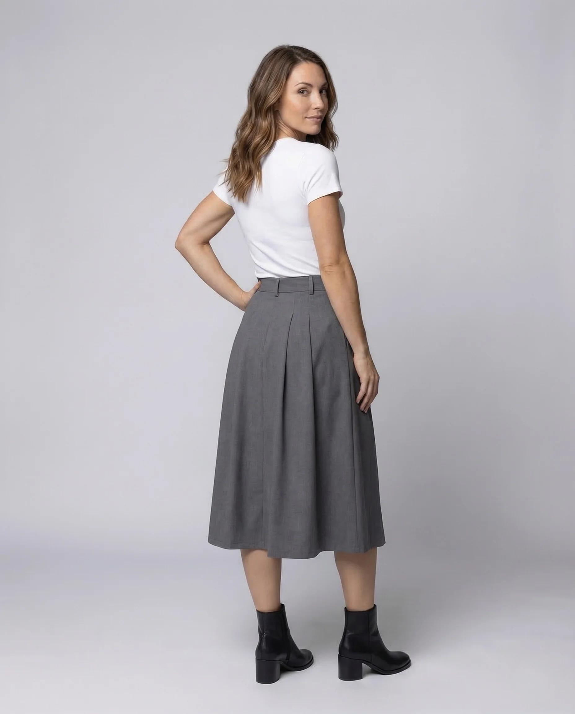 Damen Midirock A Linie Falten - Image 4
