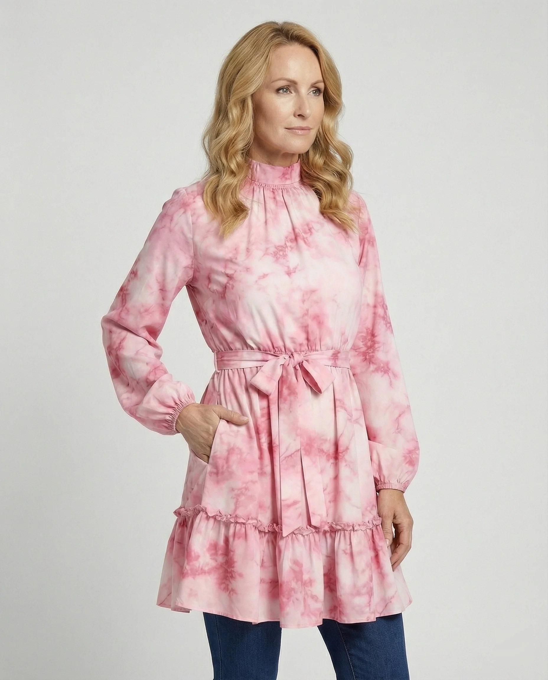Damen Freizeitkleid Mini mit Volant - Image 15