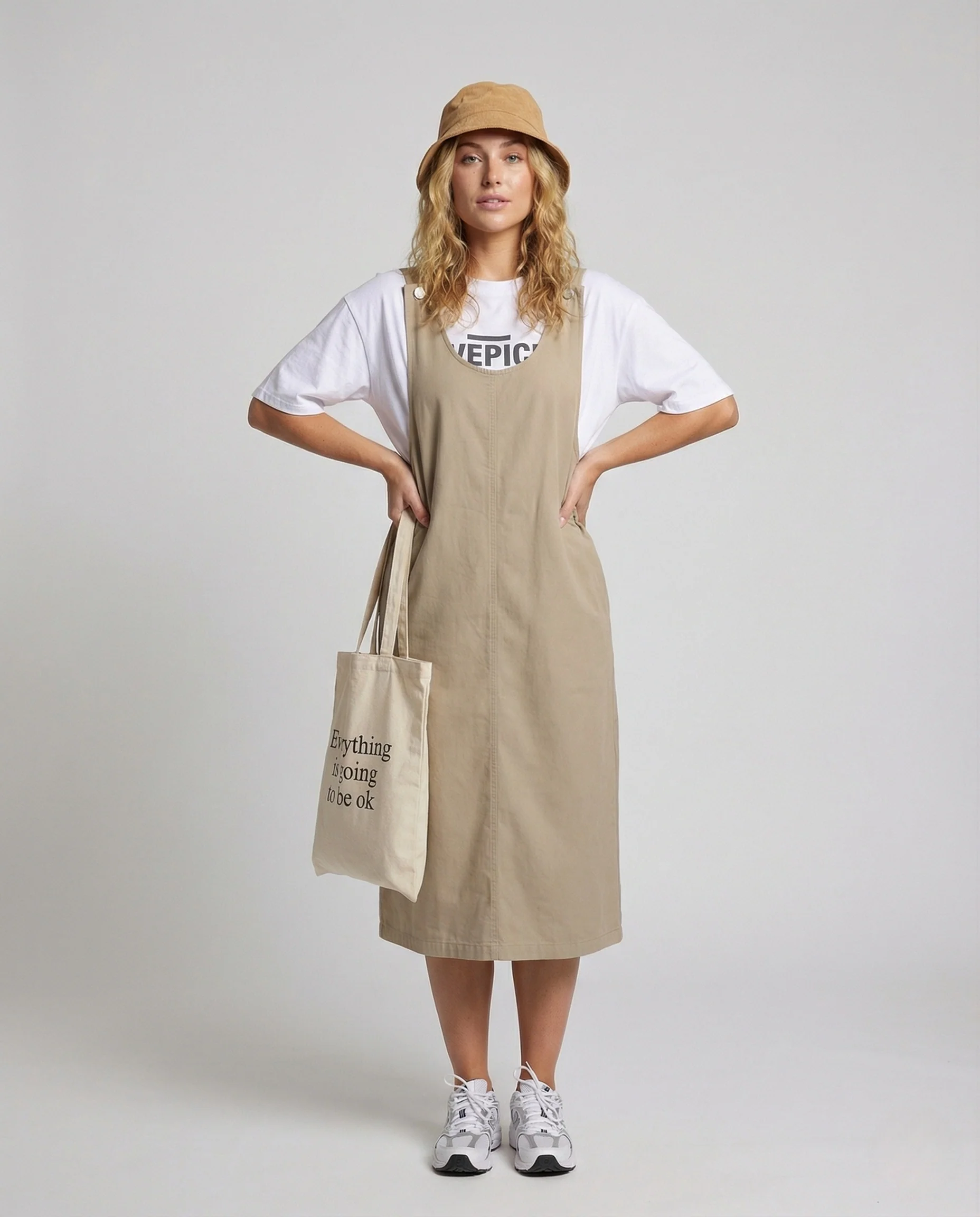 Damen Minimalistisches Träger Midikleid