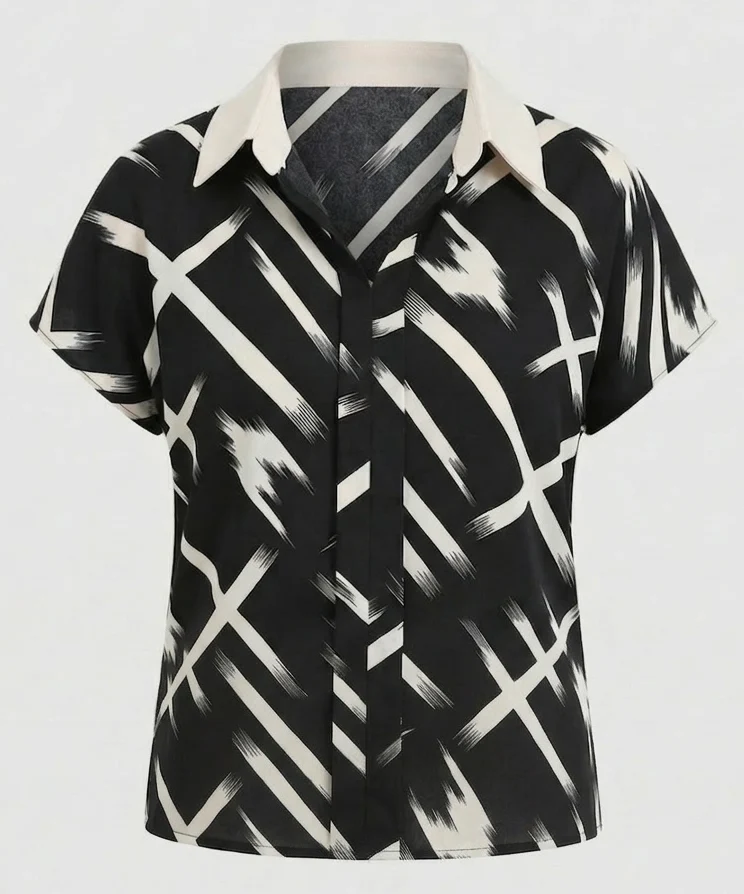 Damen Seidenimitat Blusenshirt mit Print - Image 5