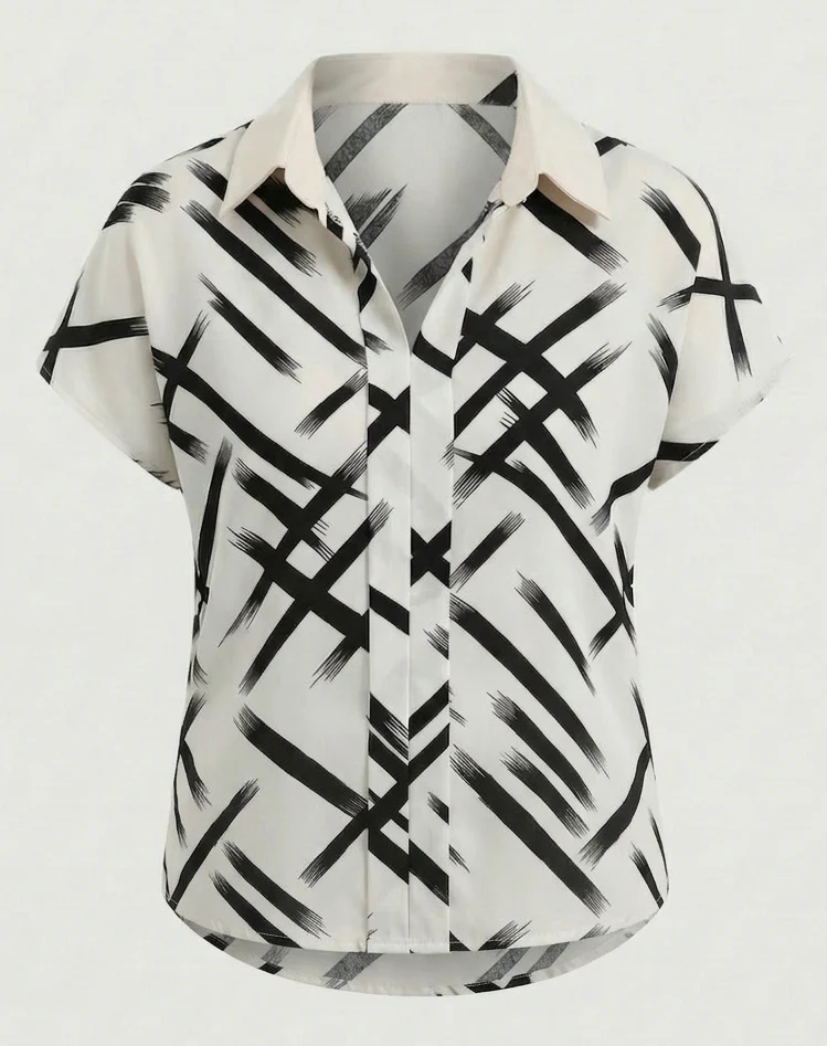 Damen Seidenimitat Blusenshirt mit Print - Image 6