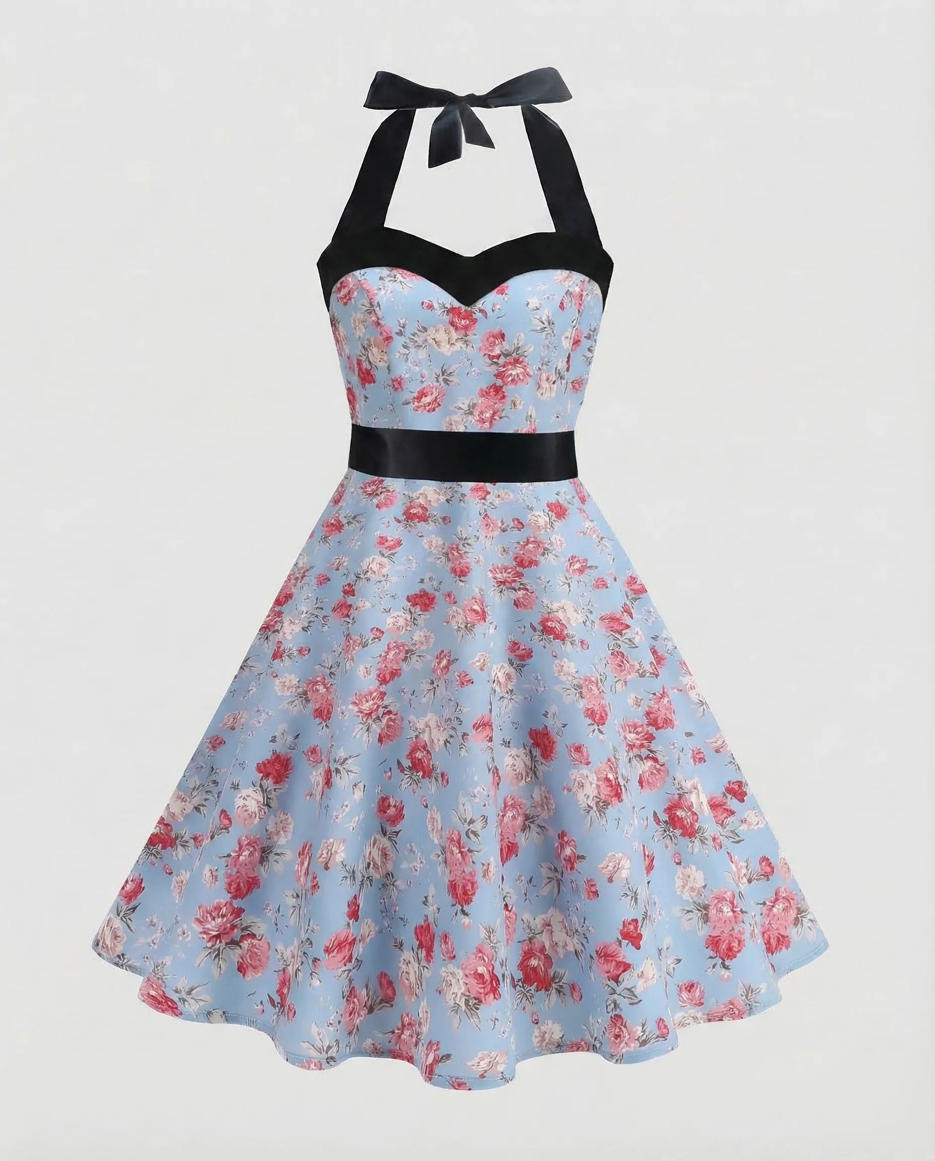 Damen Neckholder Kleid Retro - Image 10