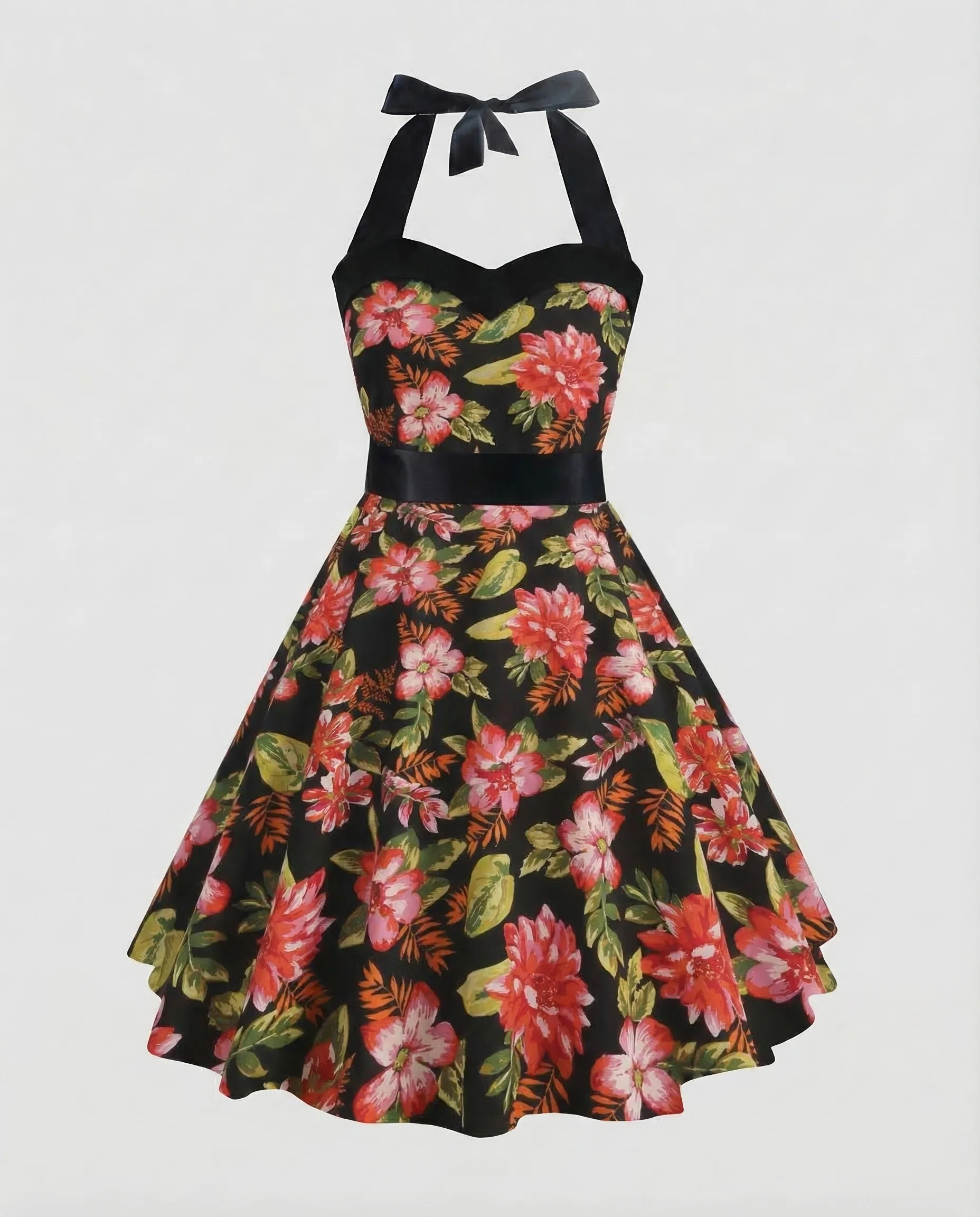 Damen Neckholder Kleid Retro - Image 11