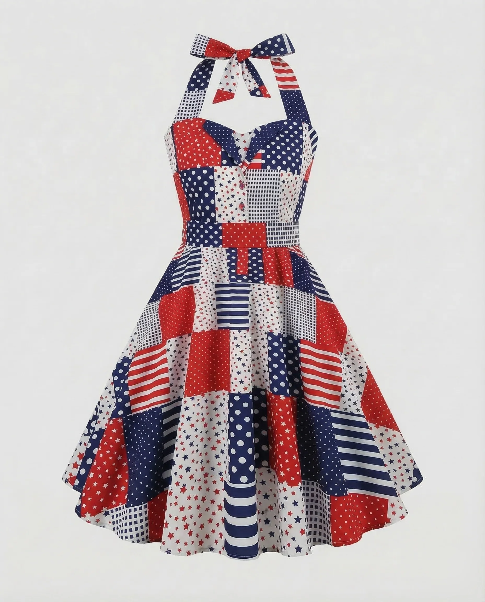 Damen Neckholder Kleid Retro - Image 13