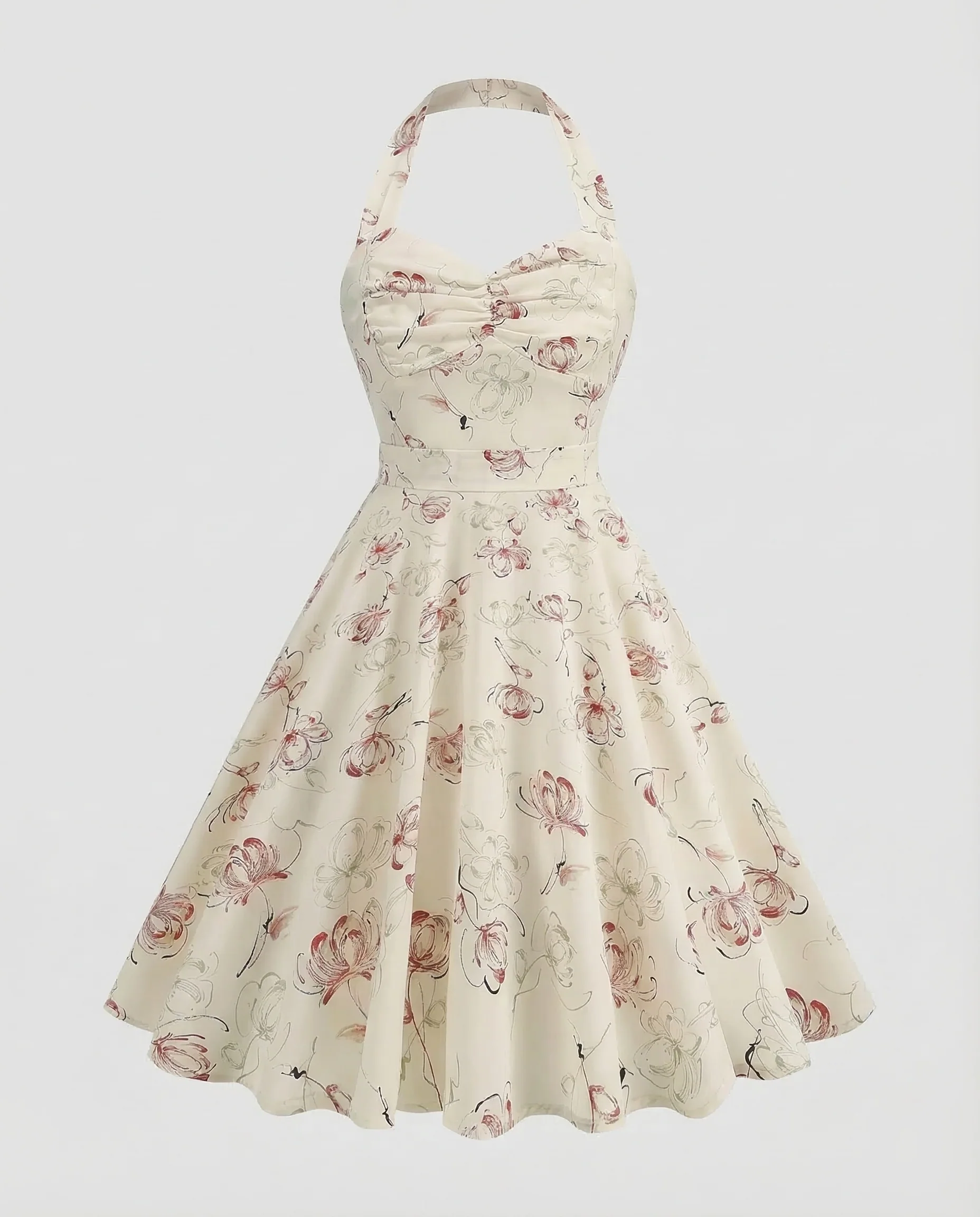 Damen Neckholder Kleid Retro - Image 14