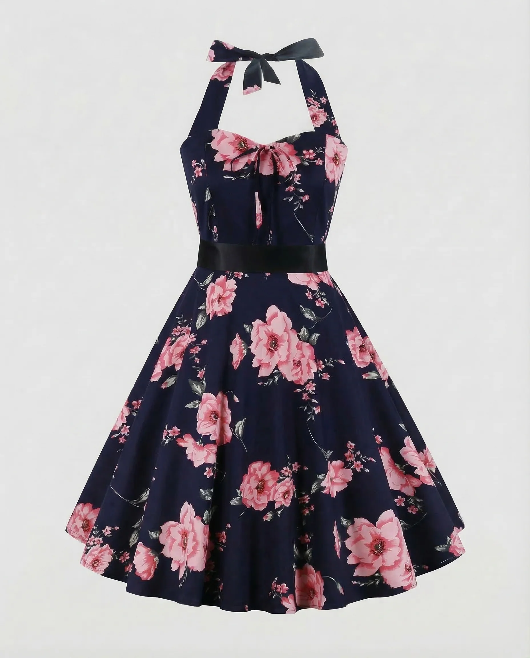 Damen Neckholder Kleid Retro - Image 15