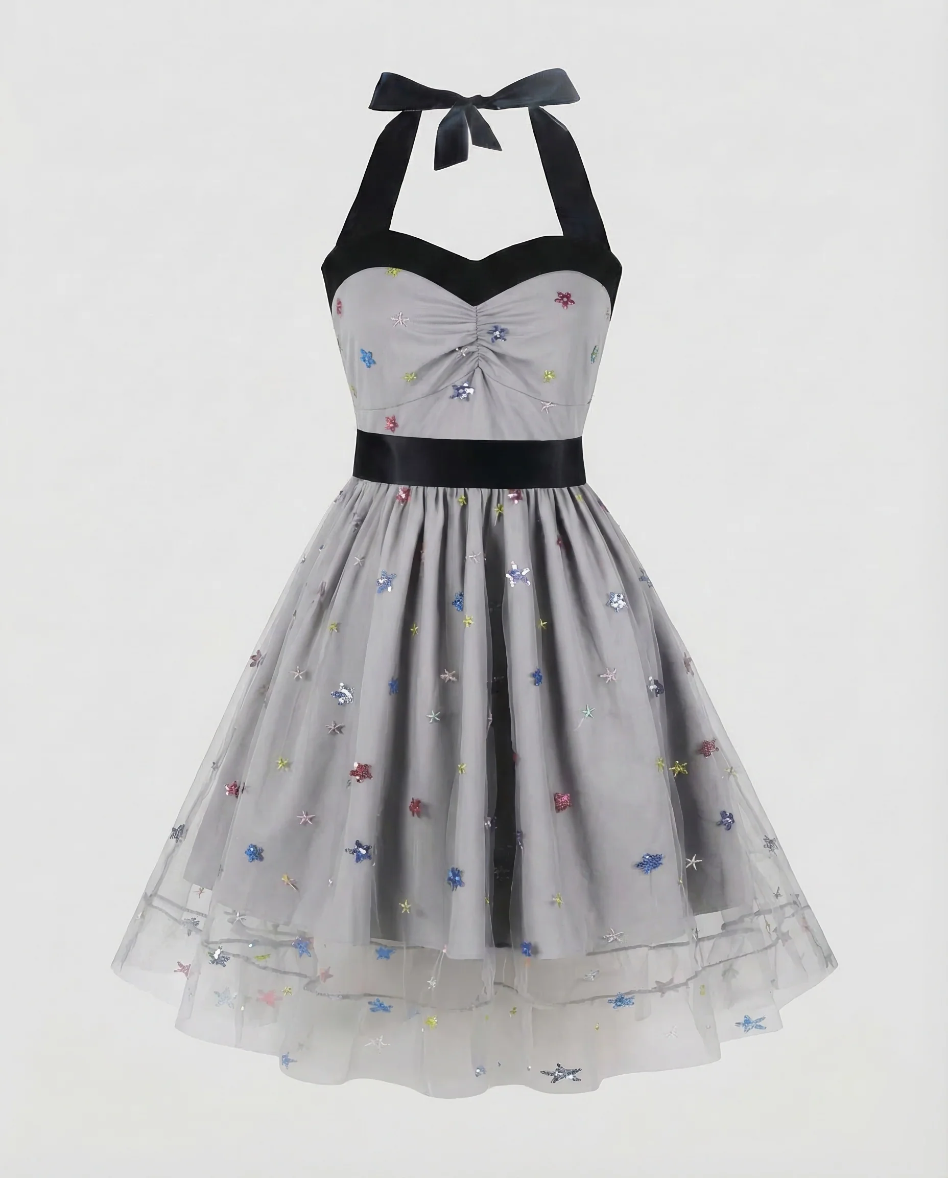 Damen Neckholder Kleid Retro - Image 18