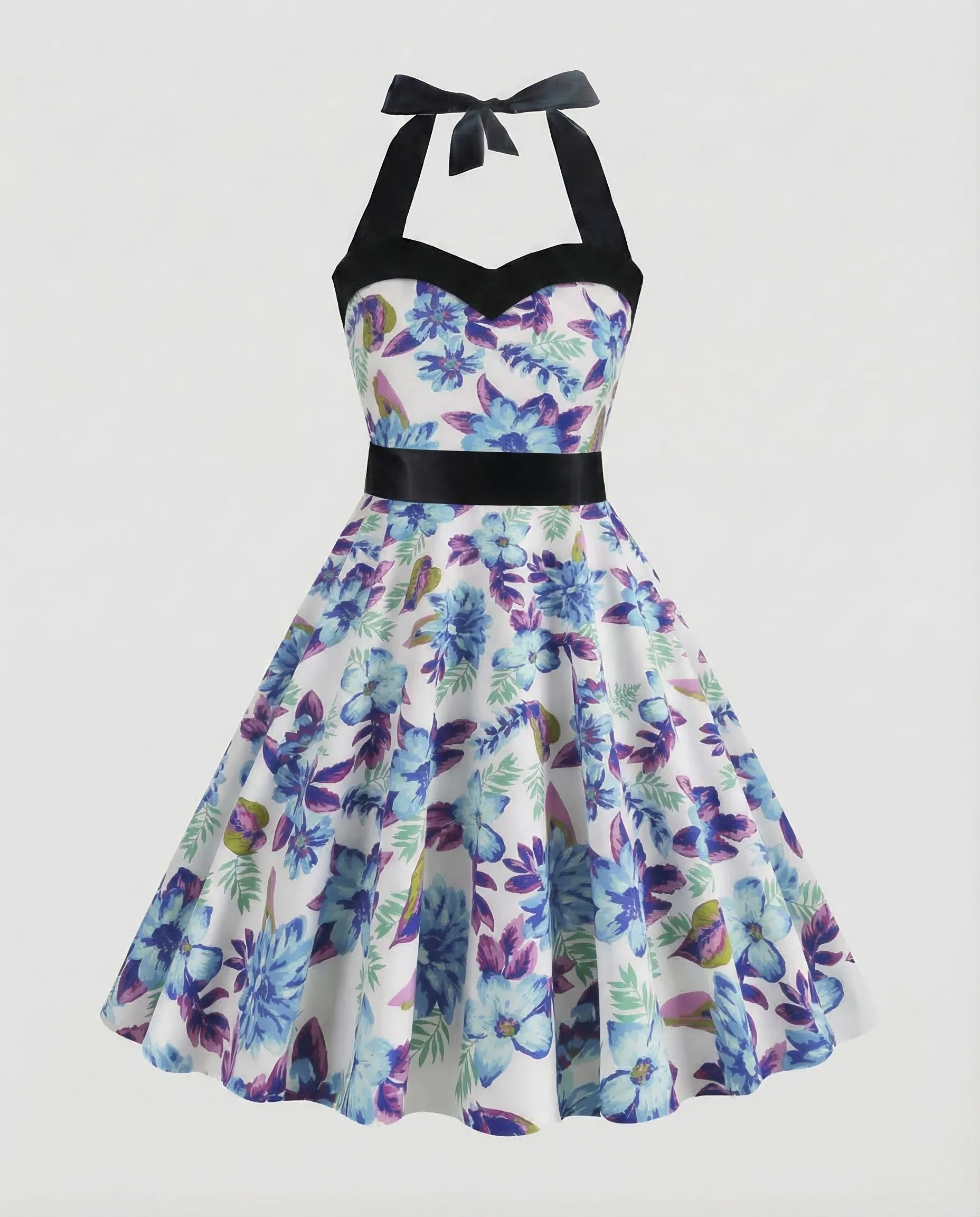 Damen Neckholder Kleid Retro - Image 19