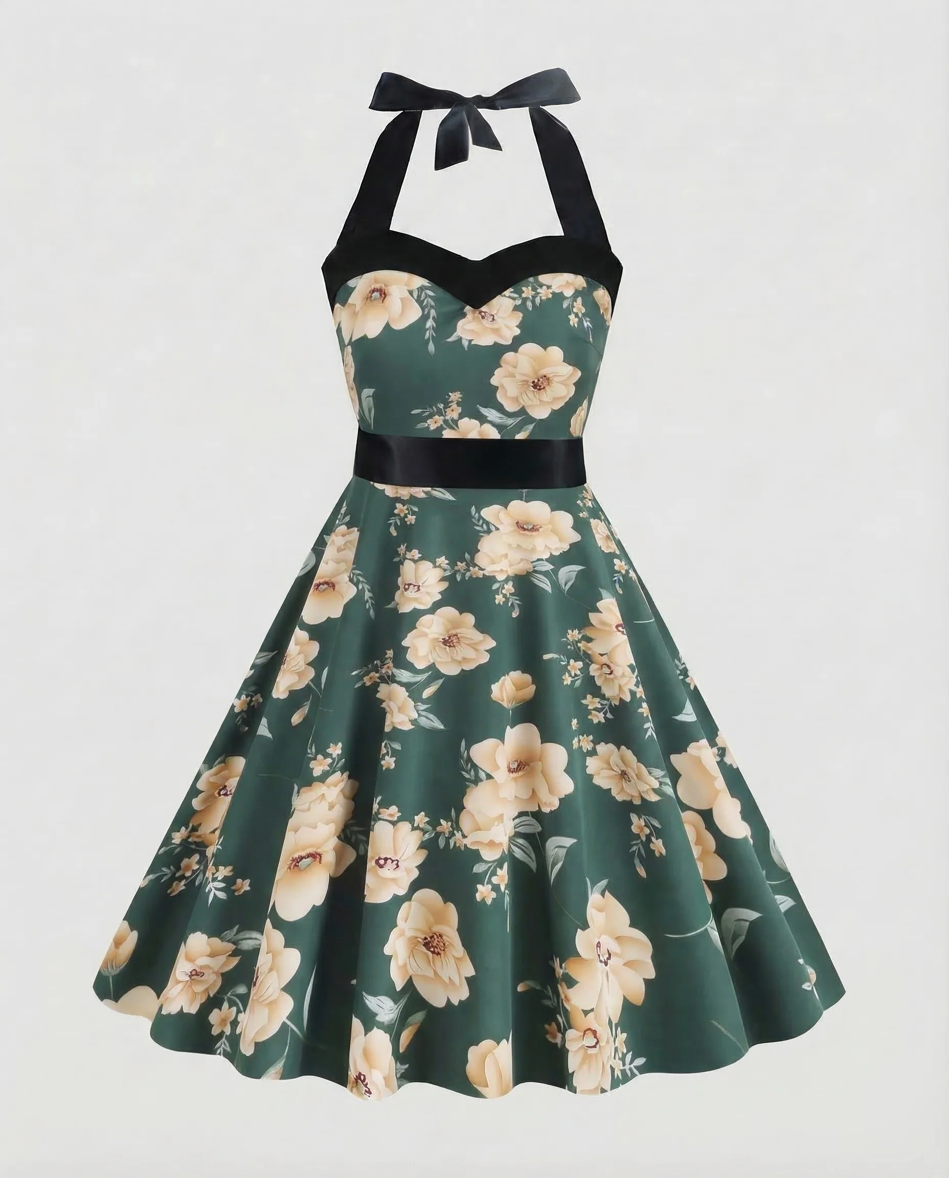 Damen Neckholder Kleid Retro - Image 20