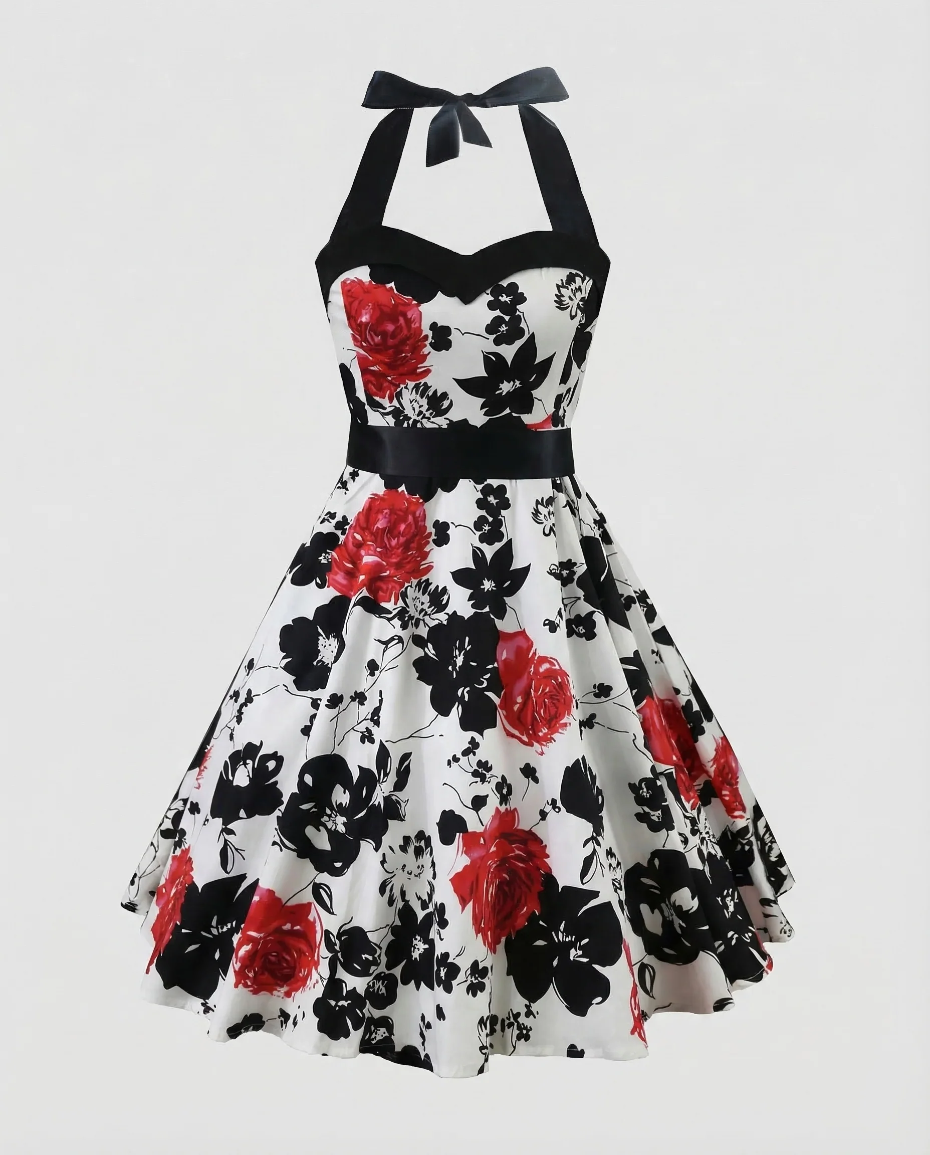 Damen Neckholder Kleid Retro - Image 5