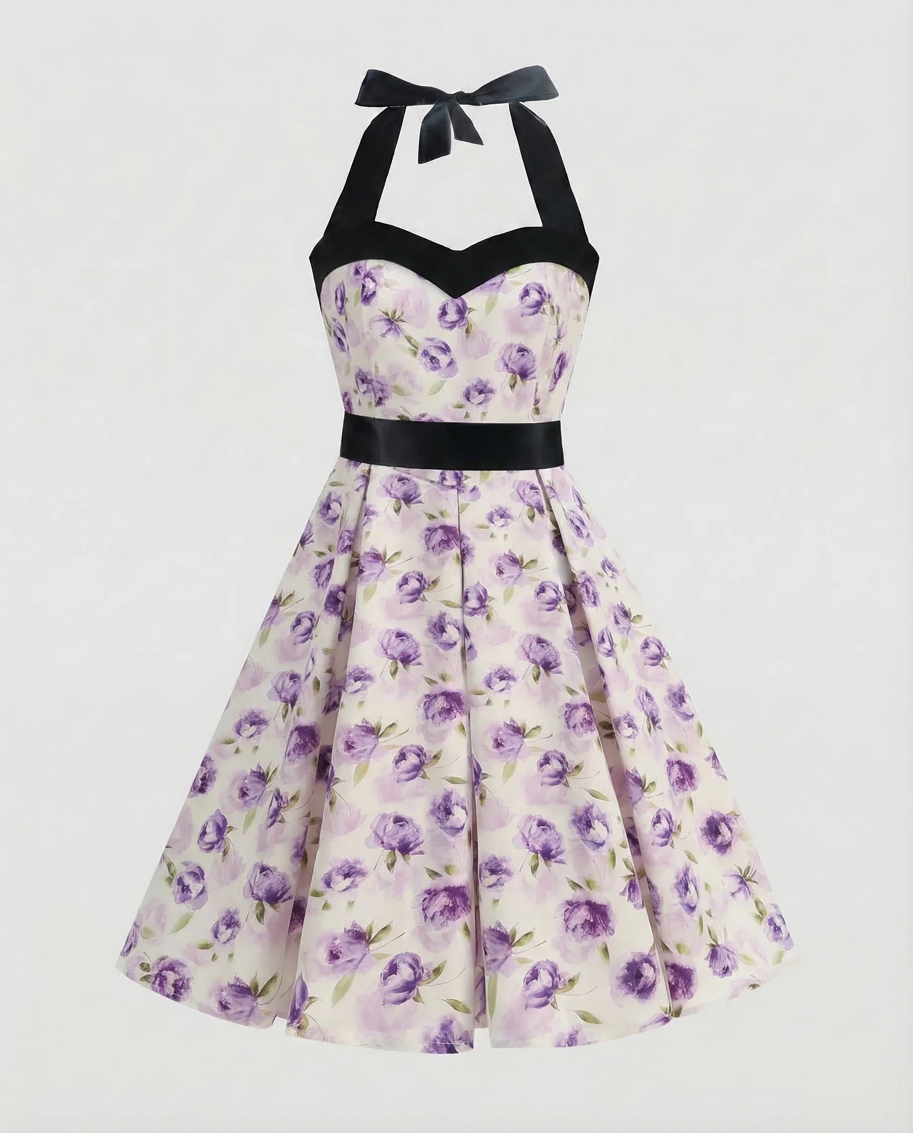 Damen Neckholder Kleid Retro - Image 8