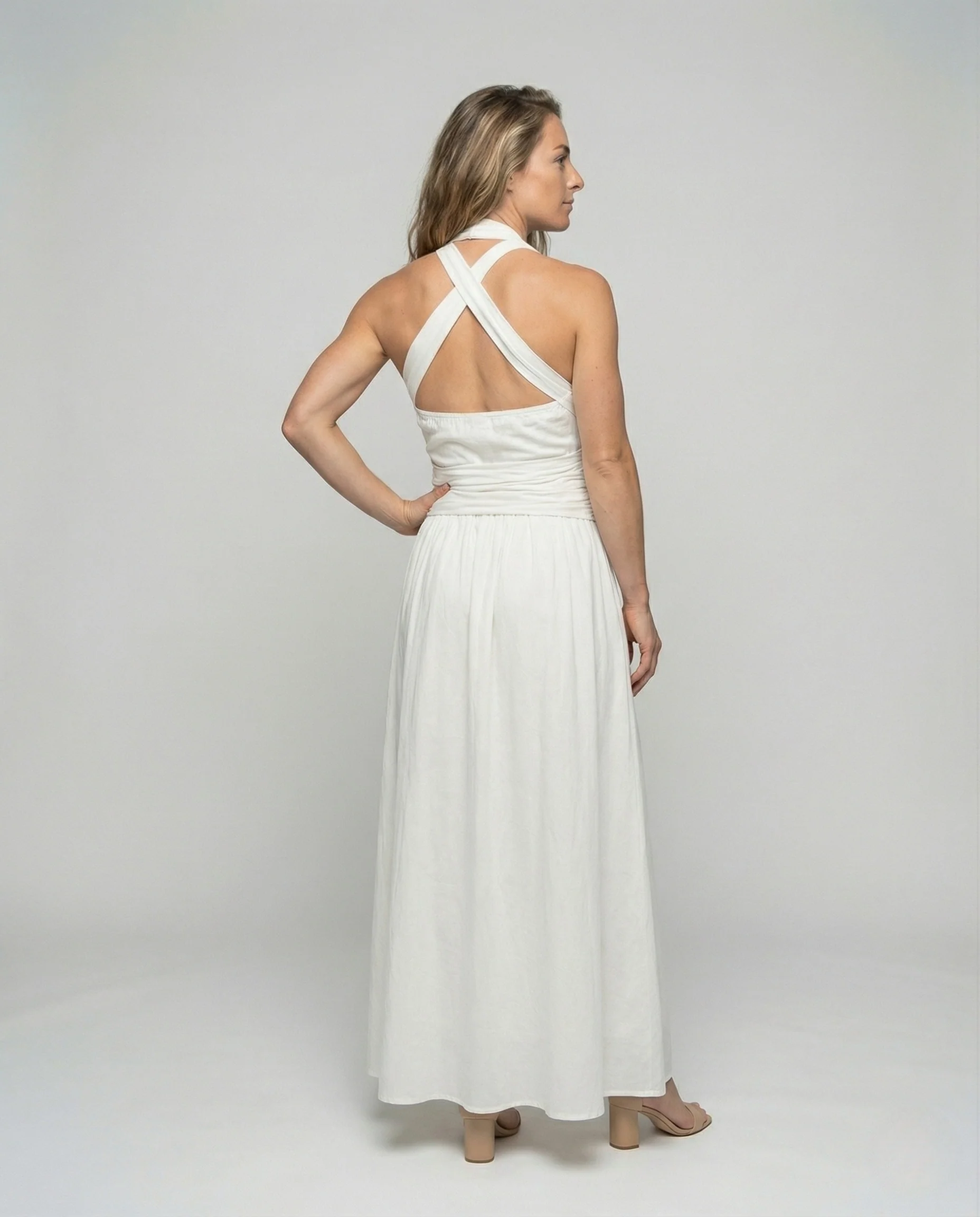 Damen Neckholder Maxikleid mit Wickeltaille - Image 4