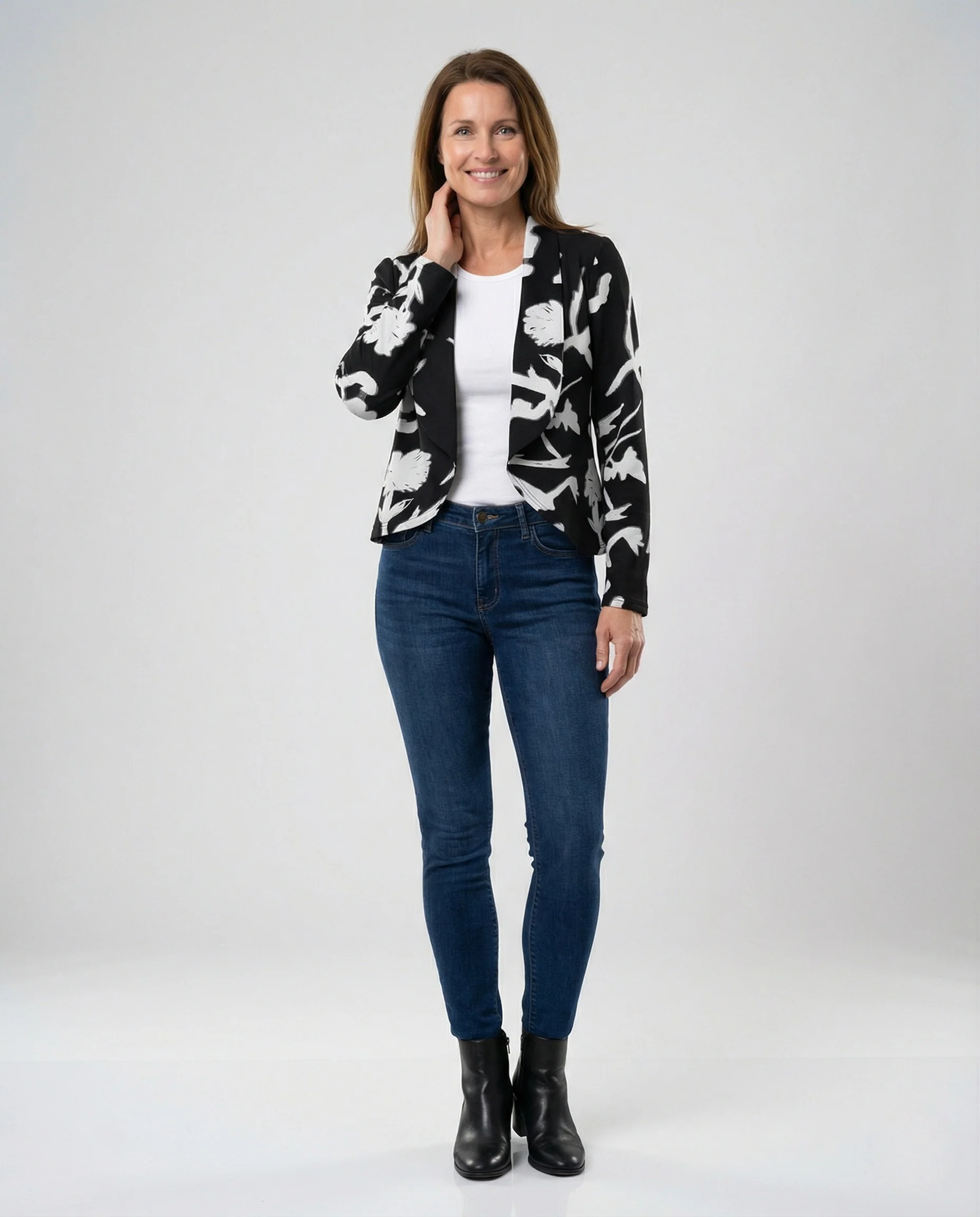 Damen Blazer Jersey Floral