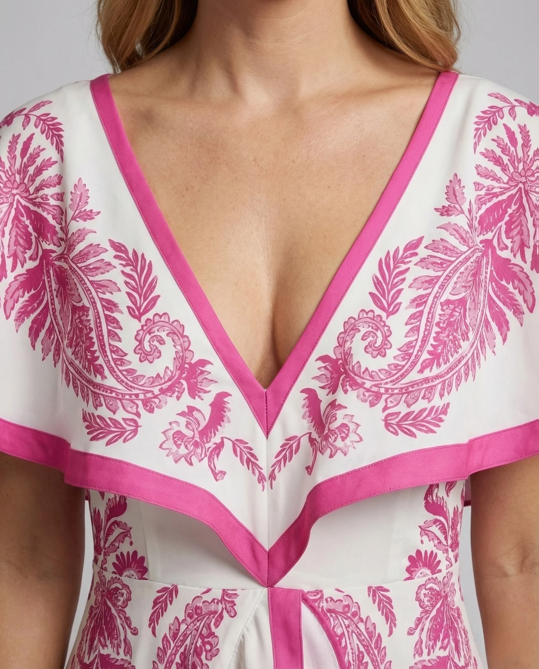 Damen Maxikleid V Ausschnitt Volant - Image 3
