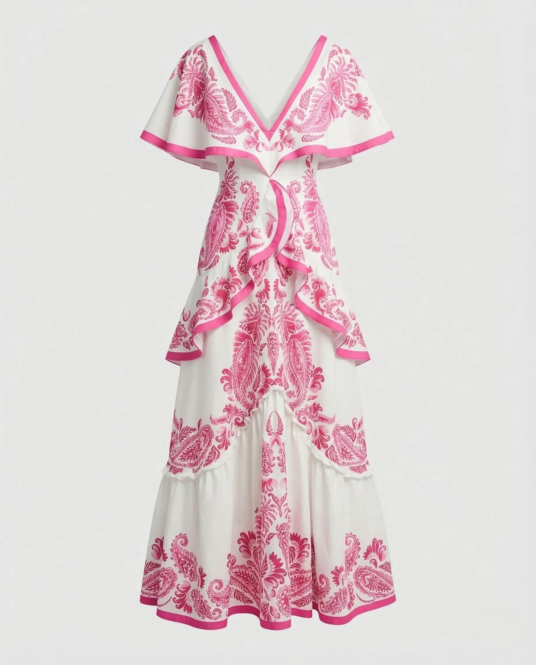 Damen Maxikleid V Ausschnitt Volant - Image 5