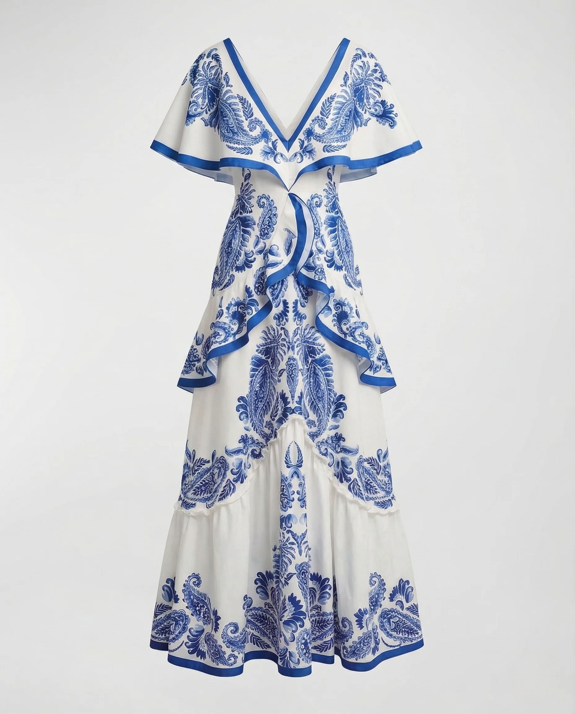 Damen Maxikleid V Ausschnitt Volant - Image 6