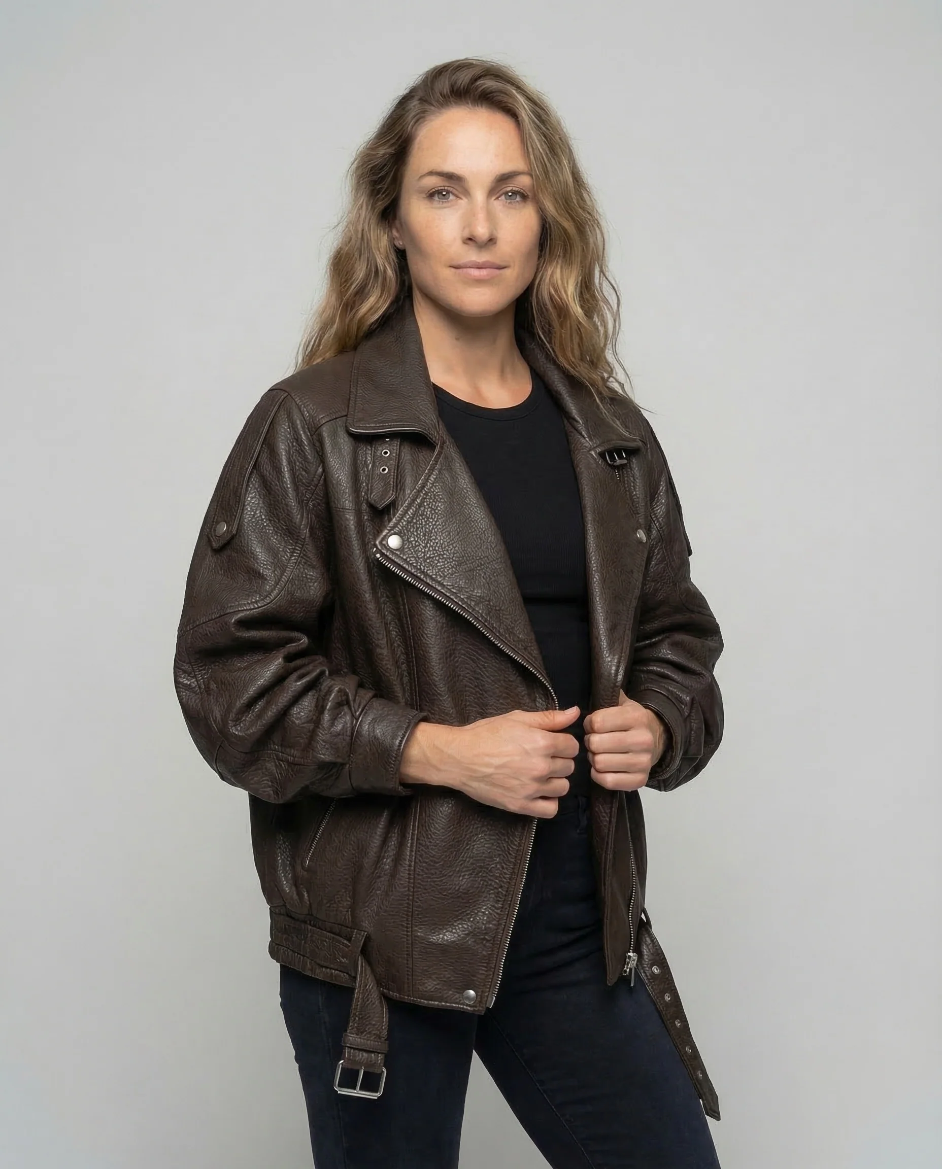 Damen Bikerjacke Oversize Kunstleder - Image 2