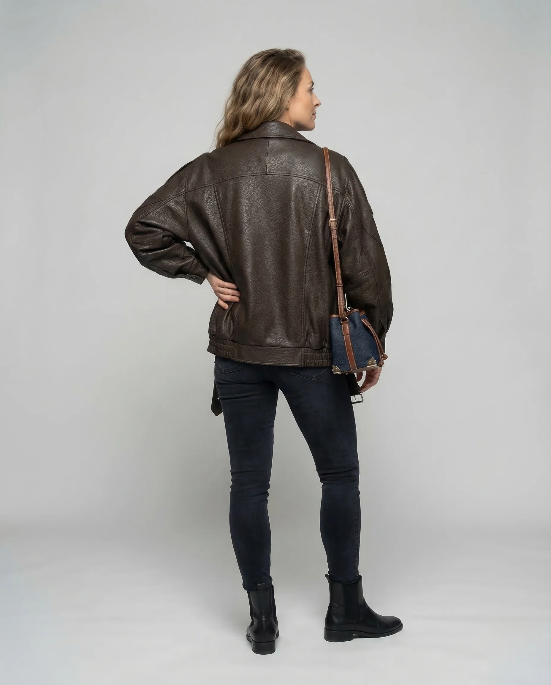 Damen Bikerjacke Oversize Kunstleder - Image 4
