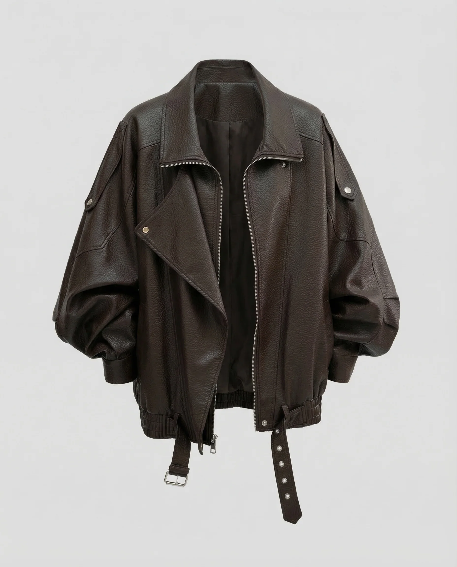 Damen Bikerjacke Oversize Kunstleder - Image 5