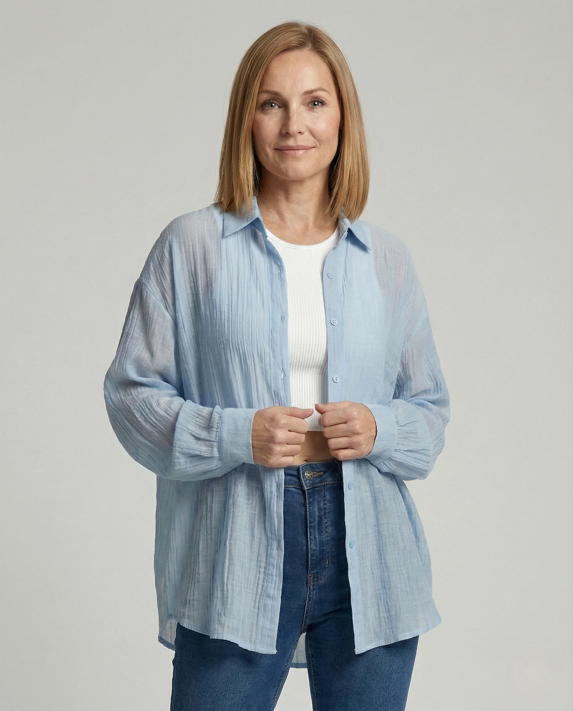 Bluse Damen Oversize Knoten - Image 2