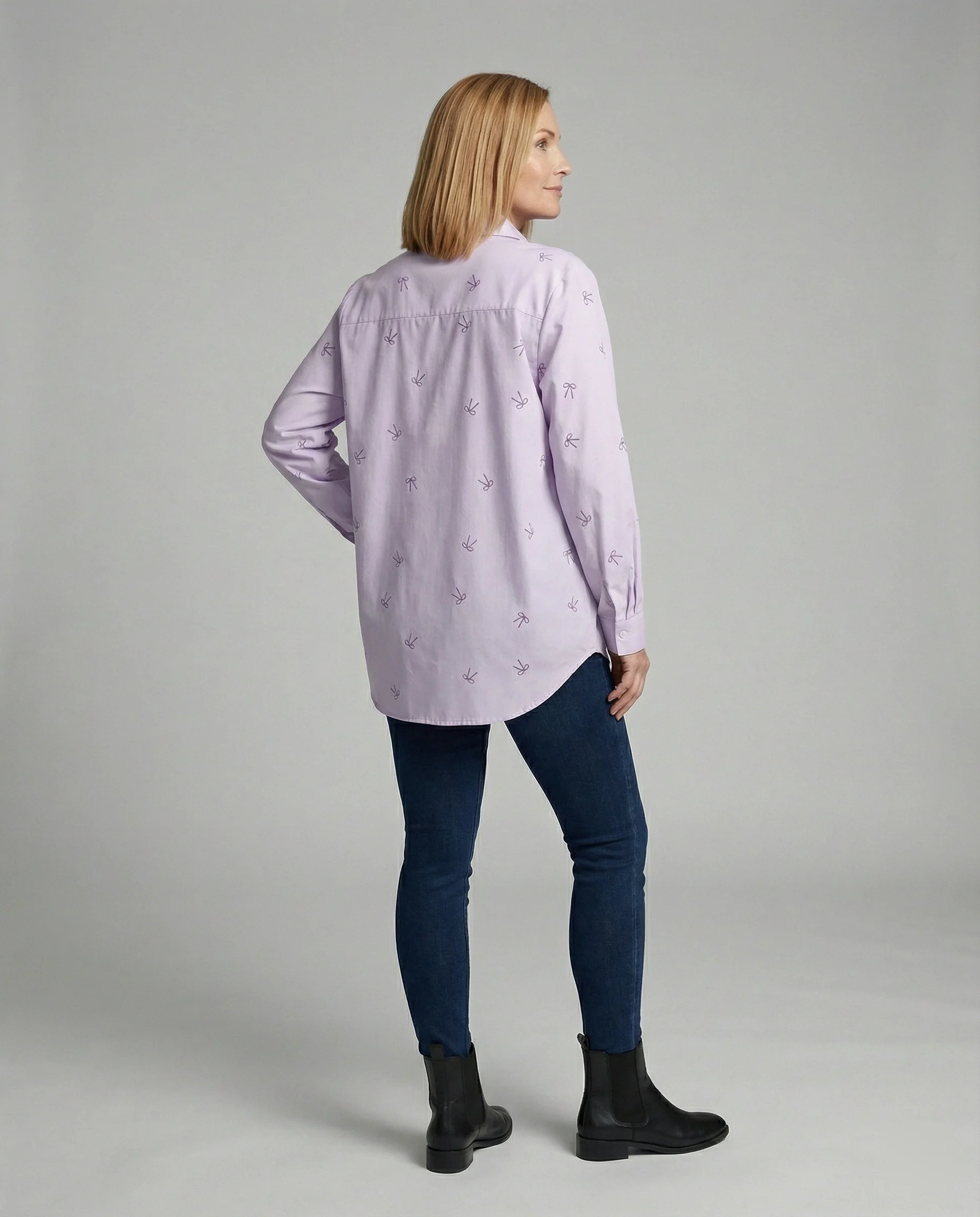 Damen Hemdbluse Oversize Schleifen