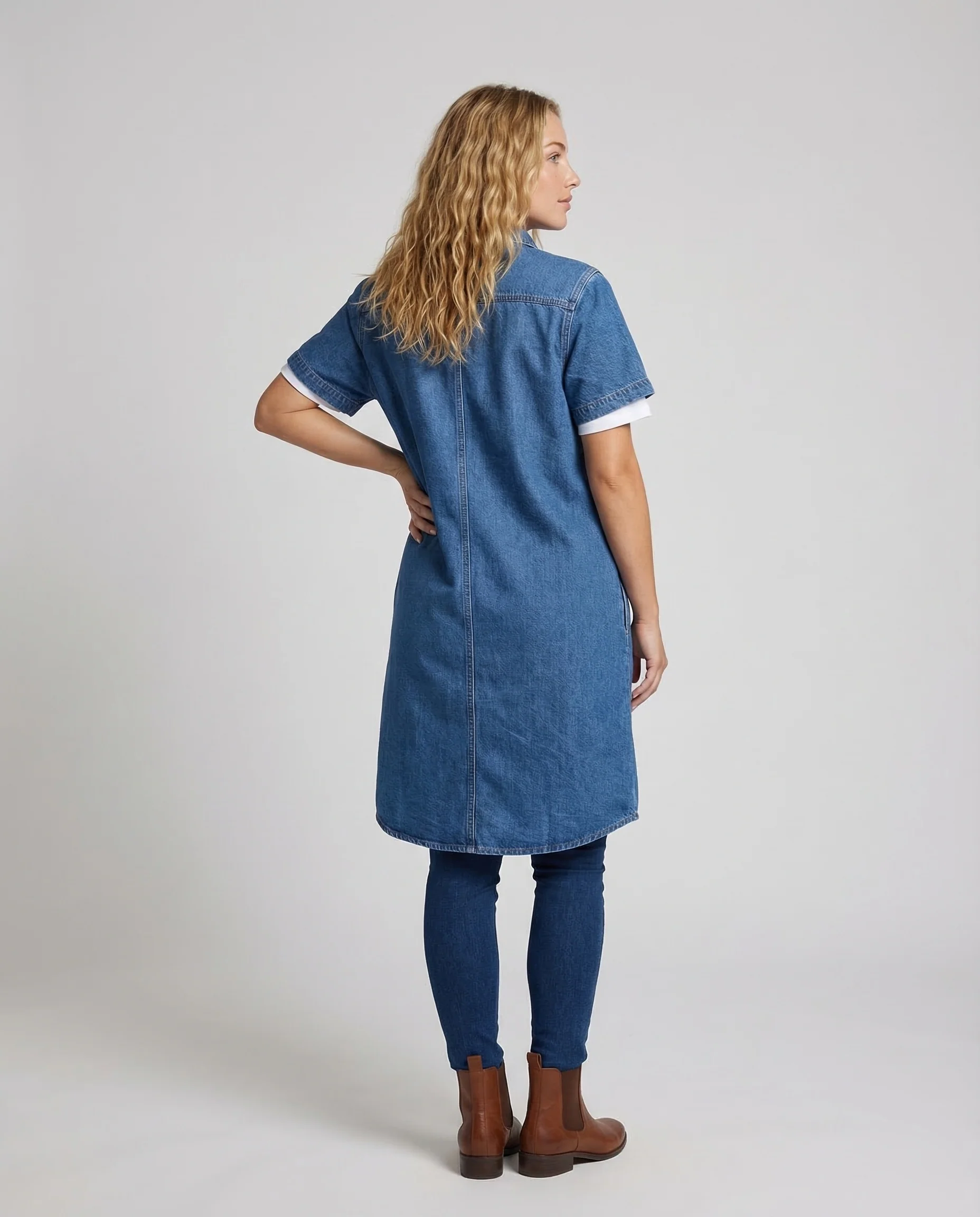 Damen Oversize Jeans Hemdblusenkleid - Image 4