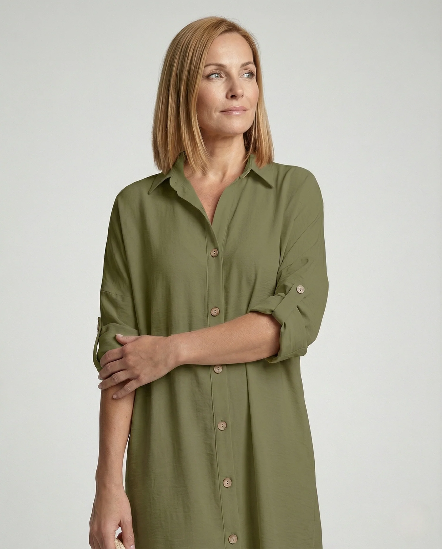 Freizeitkleid Damen Oversize Hemdblusenkleid - Image 2