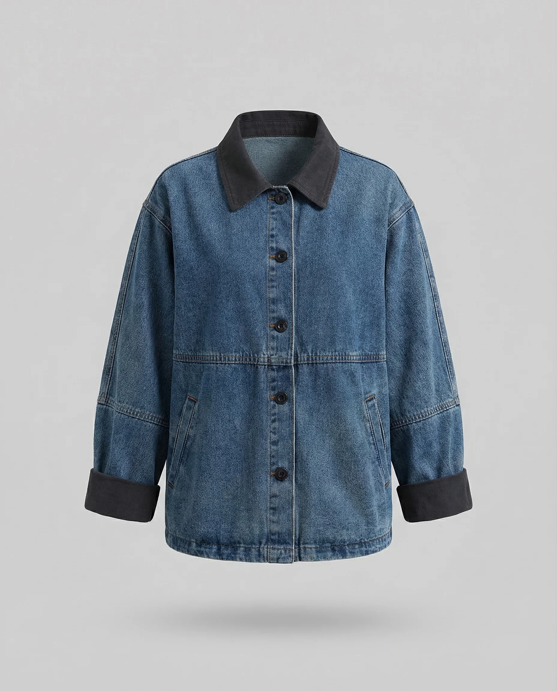 Damen Jeansjacke Oversize Kragen - Image 4