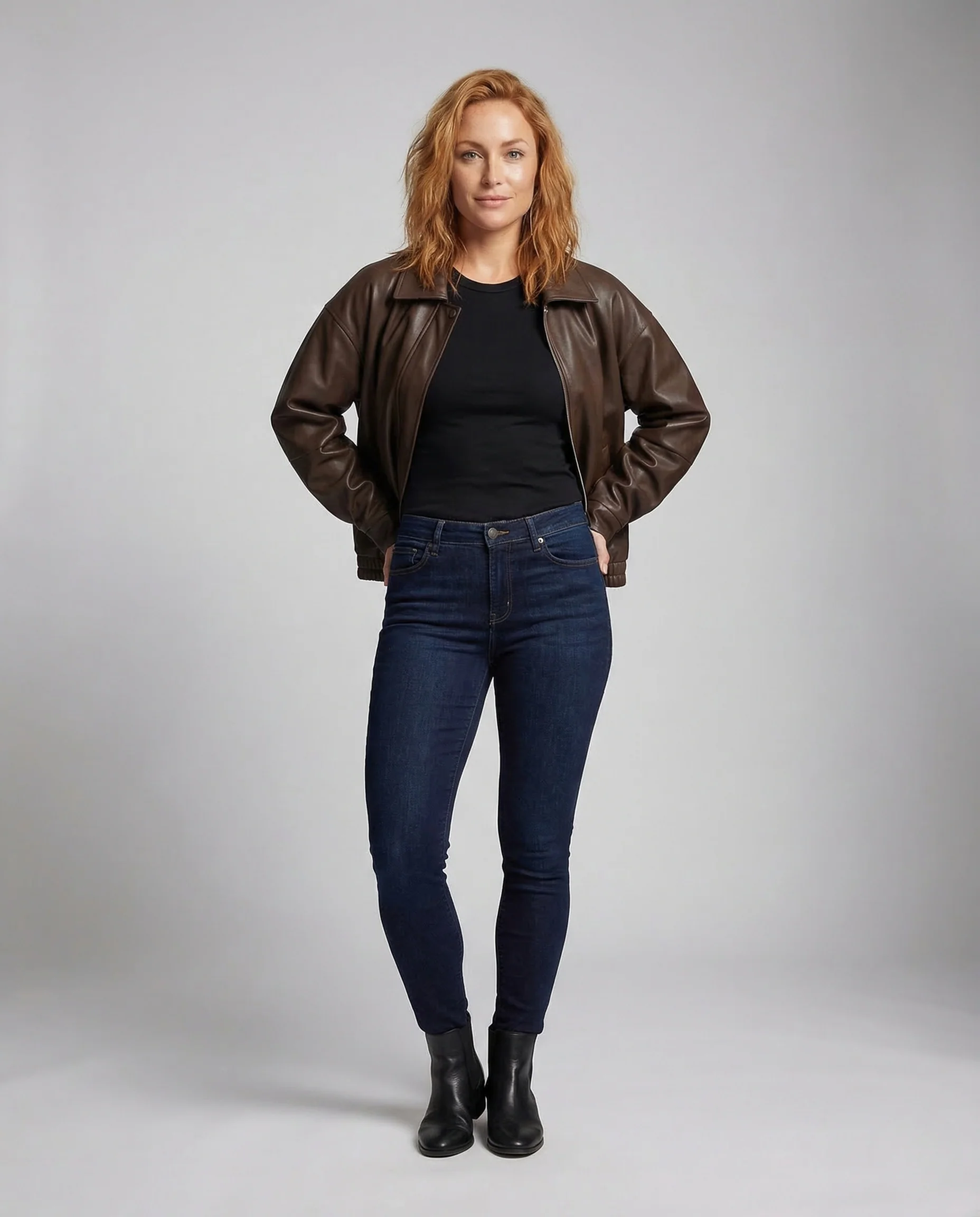 Damen Oversize Kunstlederjacke Reißverschluss