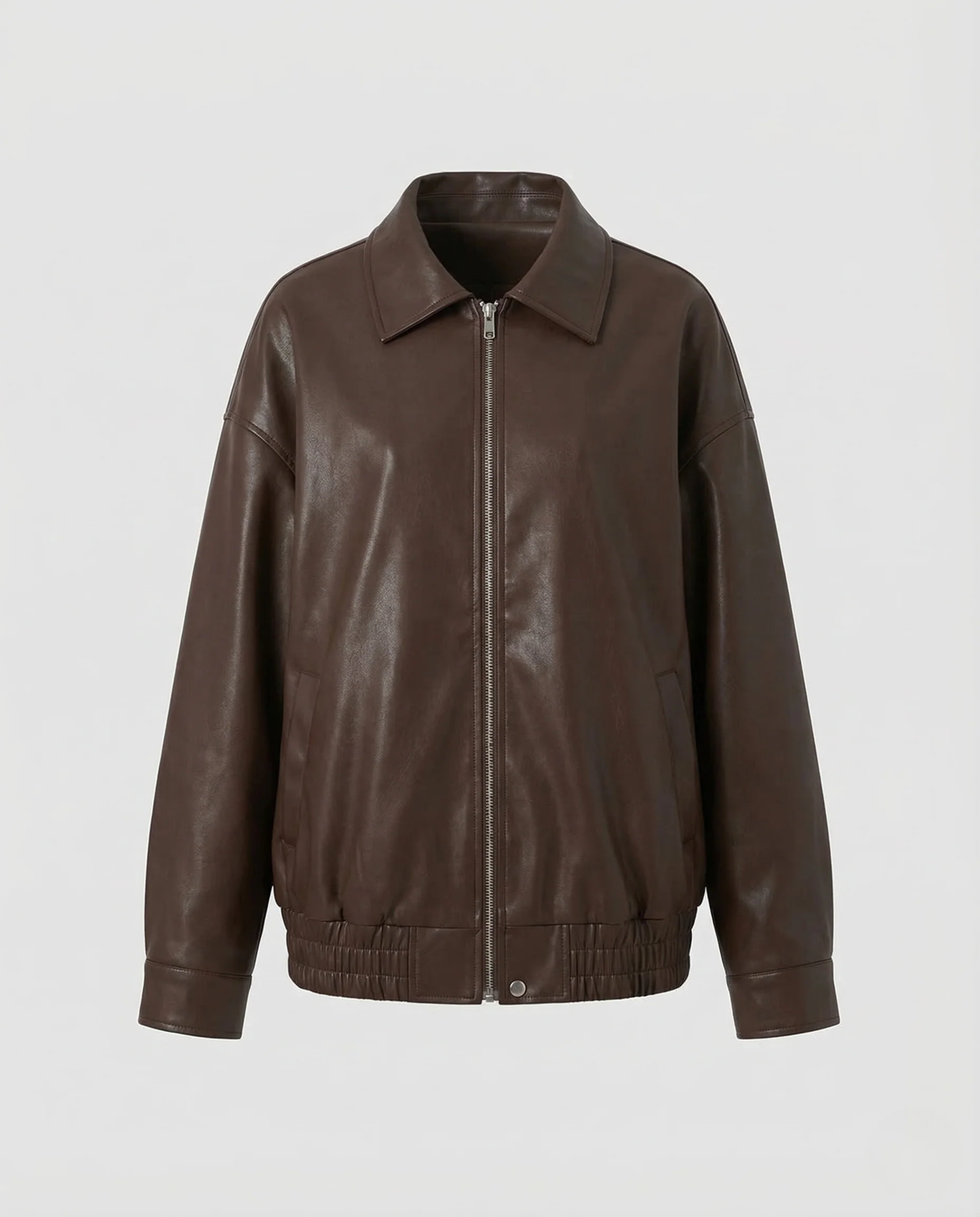 Damen Oversize Kunstlederjacke Reißverschluss - Image 5