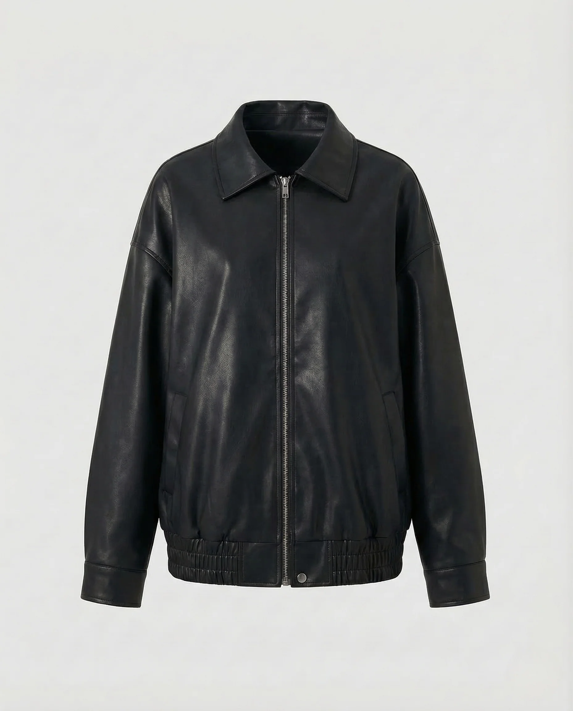 Damen Oversize Kunstlederjacke Reißverschluss - Image 6